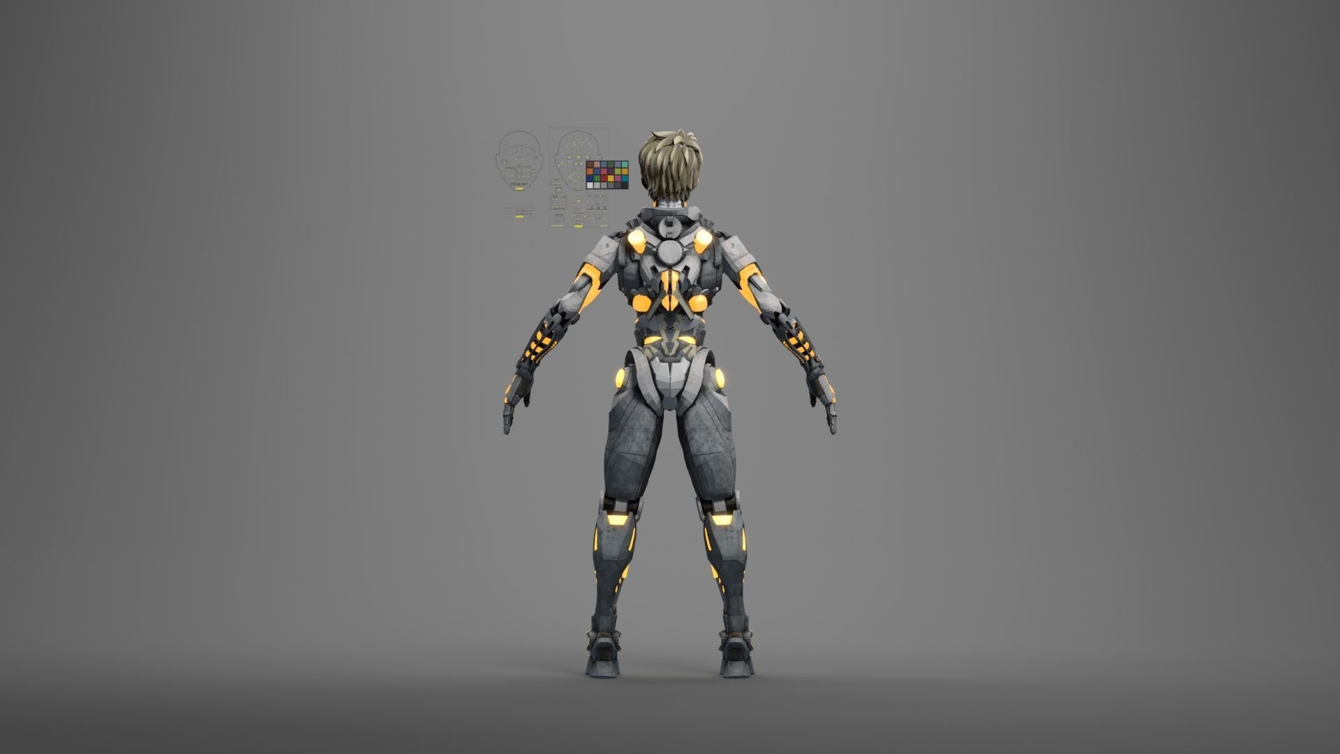 Genos cyborg 3d character with RIG 3D model_3