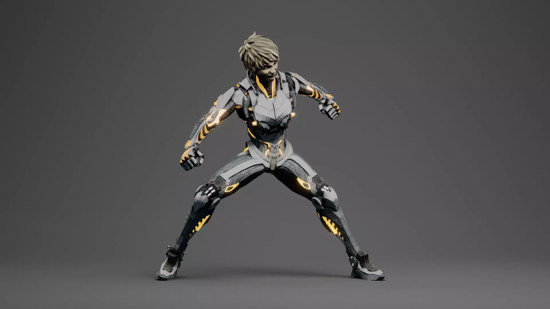 Genos cyborg 3d character with RIG 3D model_0