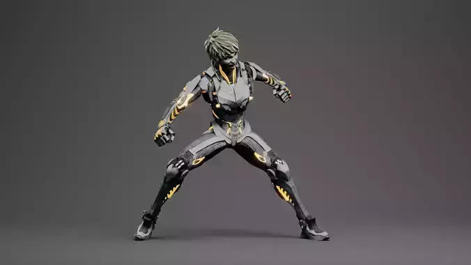 Genos cyborg 3d character with RIG