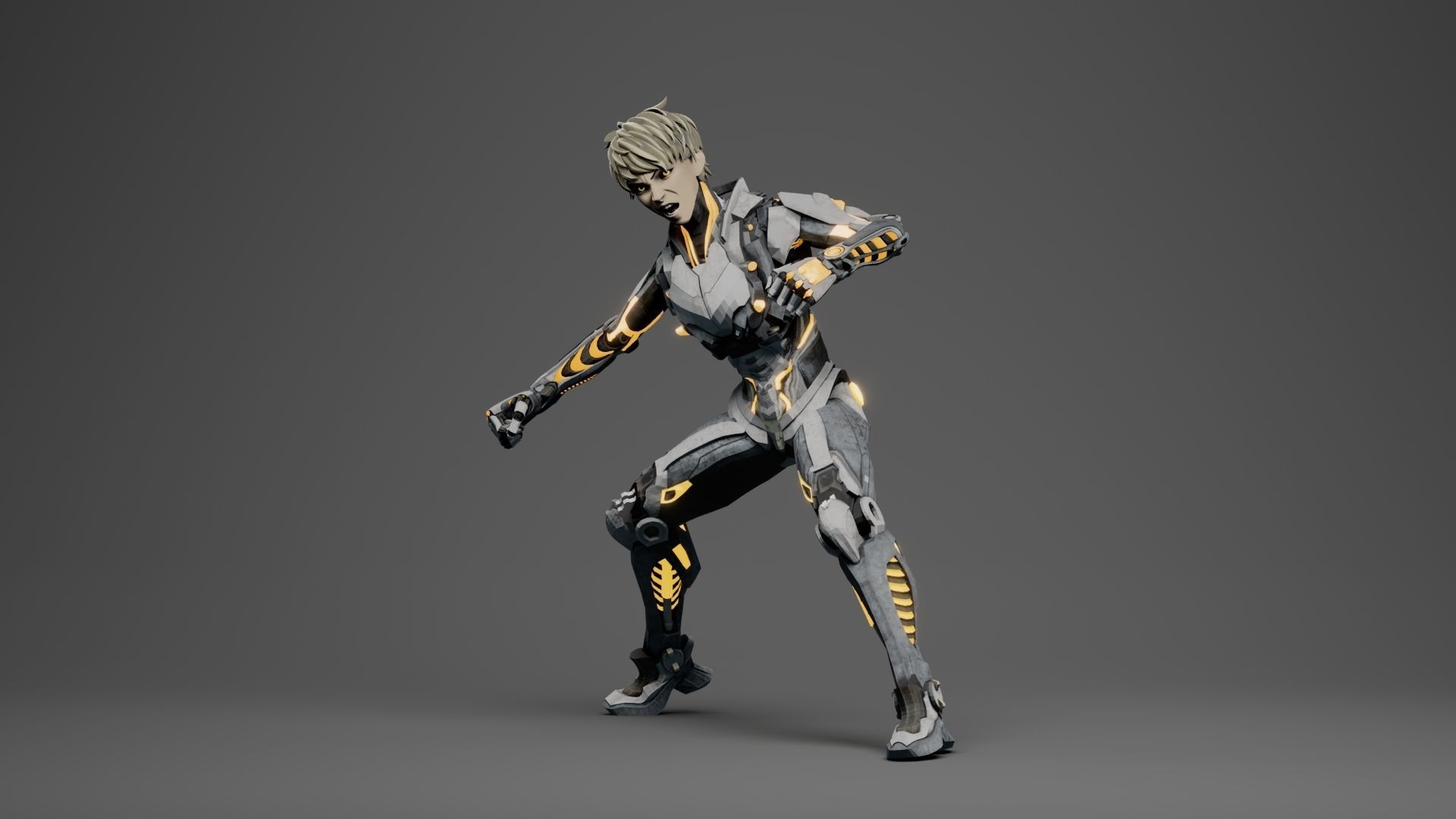 Genos cyborg 3d character with RIG 3D model_5