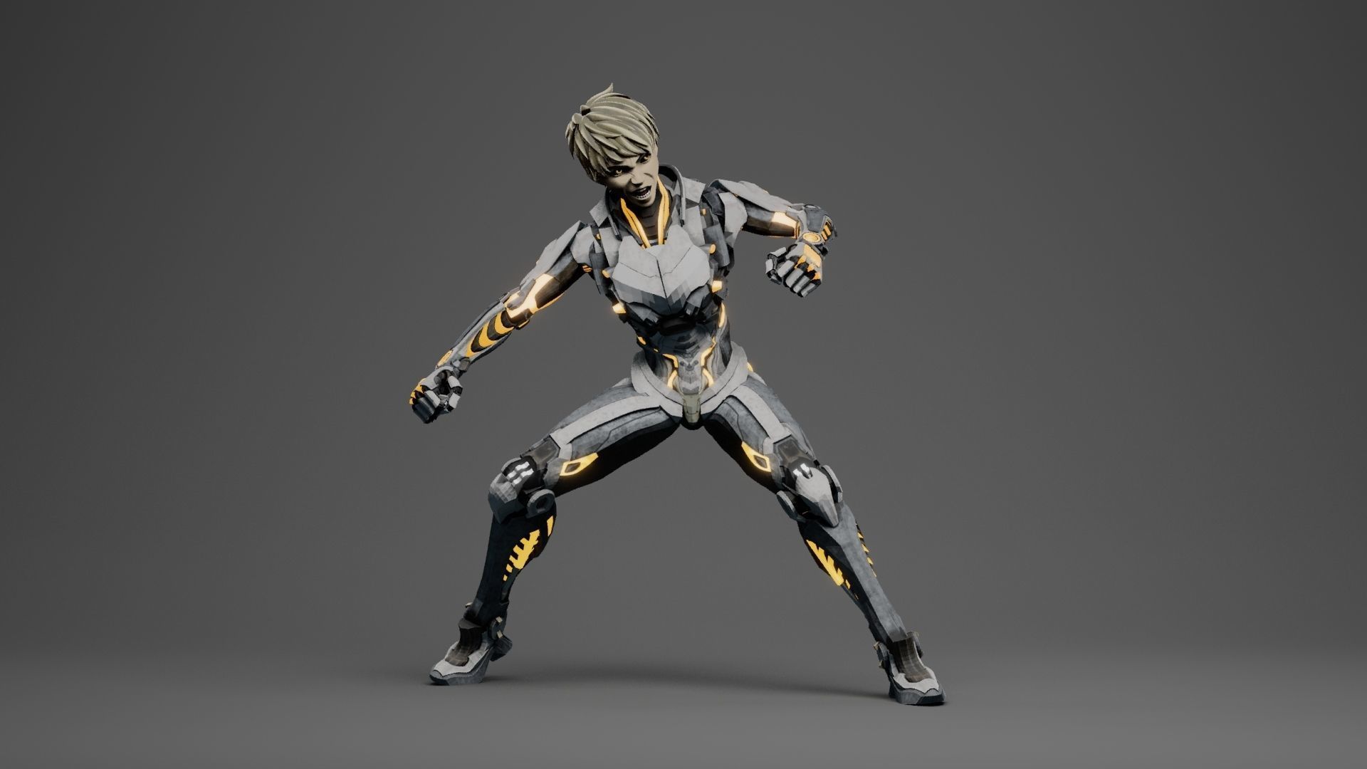 Genos cyborg 3d character with RIG 3D model_8