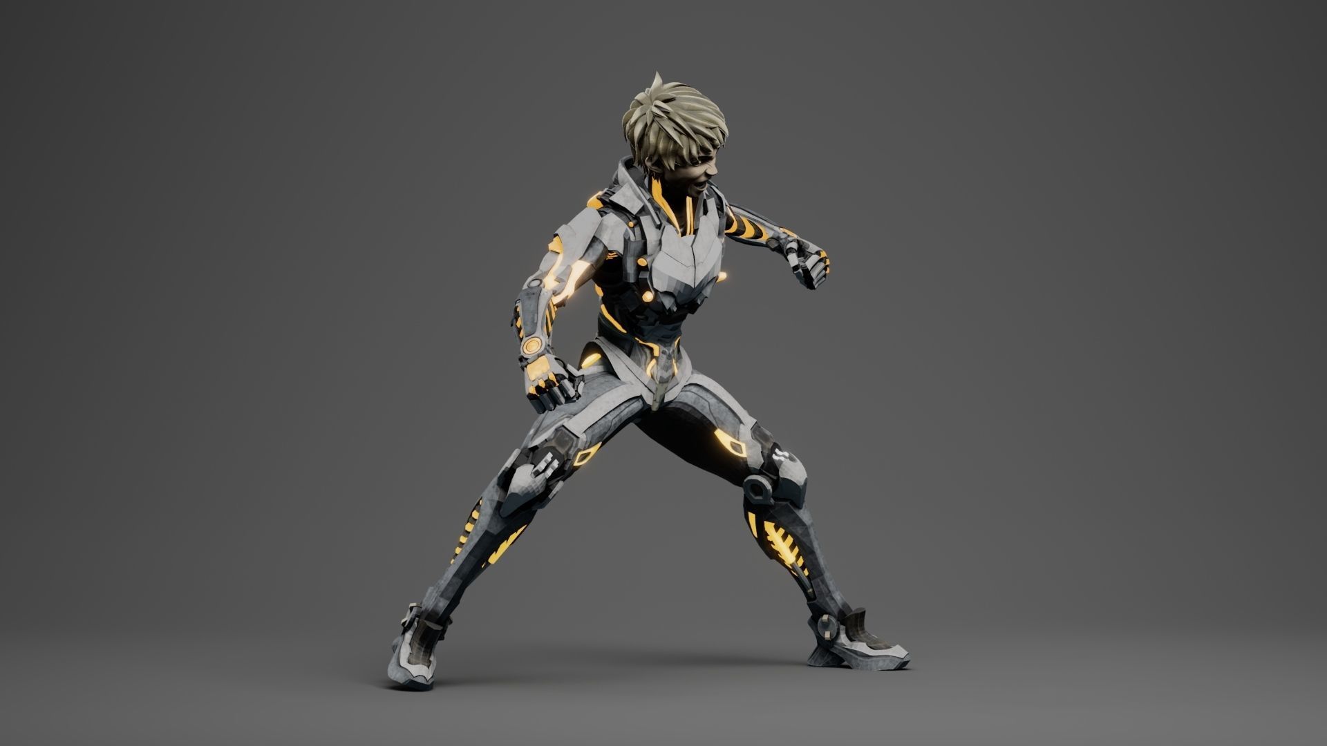Genos cyborg 3d character with RIG 3D model_11