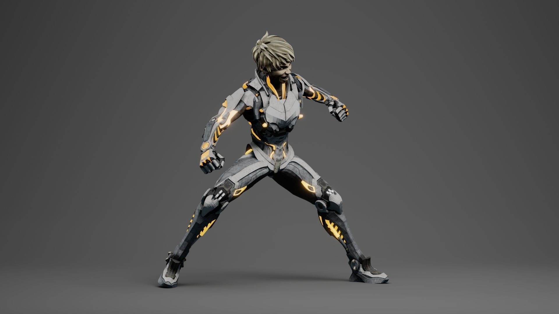 Genos cyborg 3d character with RIG 3D model_10