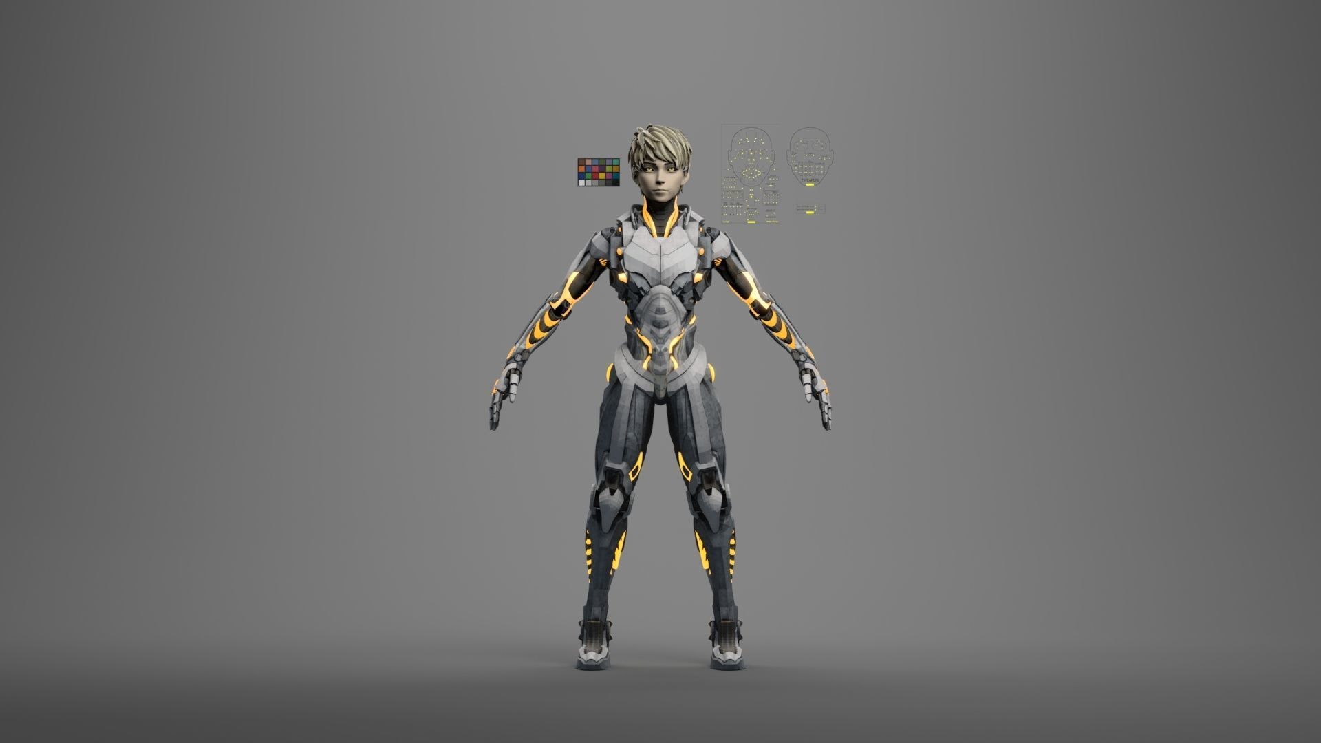 Genos cyborg 3d character with RIG 3D model_4