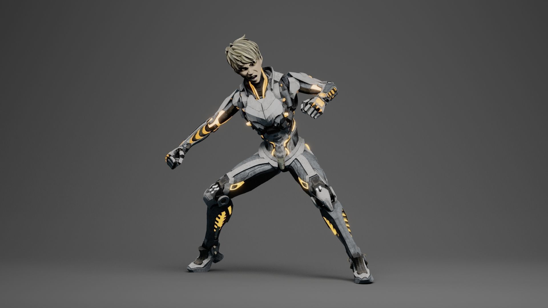 Genos cyborg 3d character with RIG 3D model_7