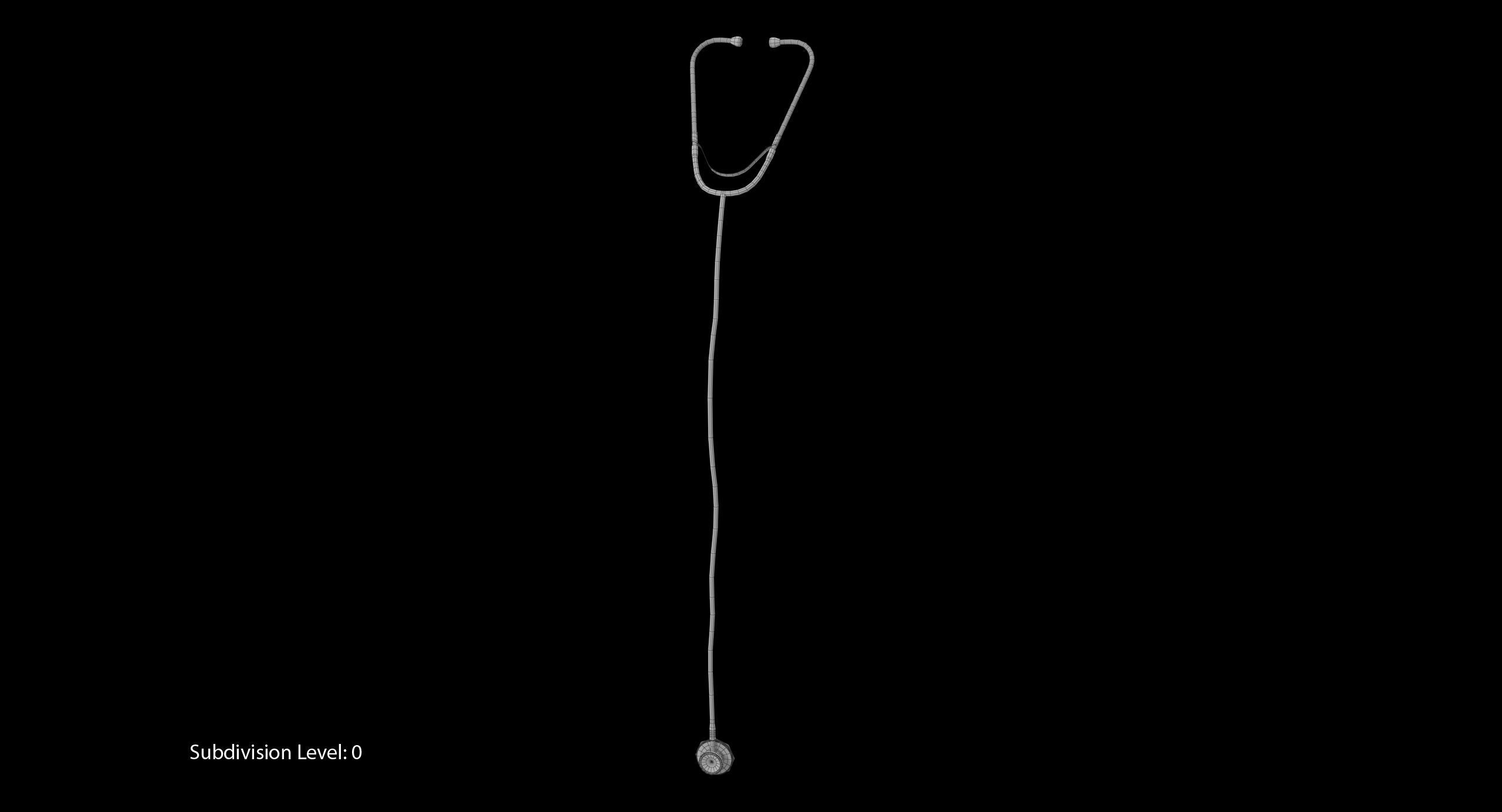 Stethoscope 4 Black Low-poly 3D model_15