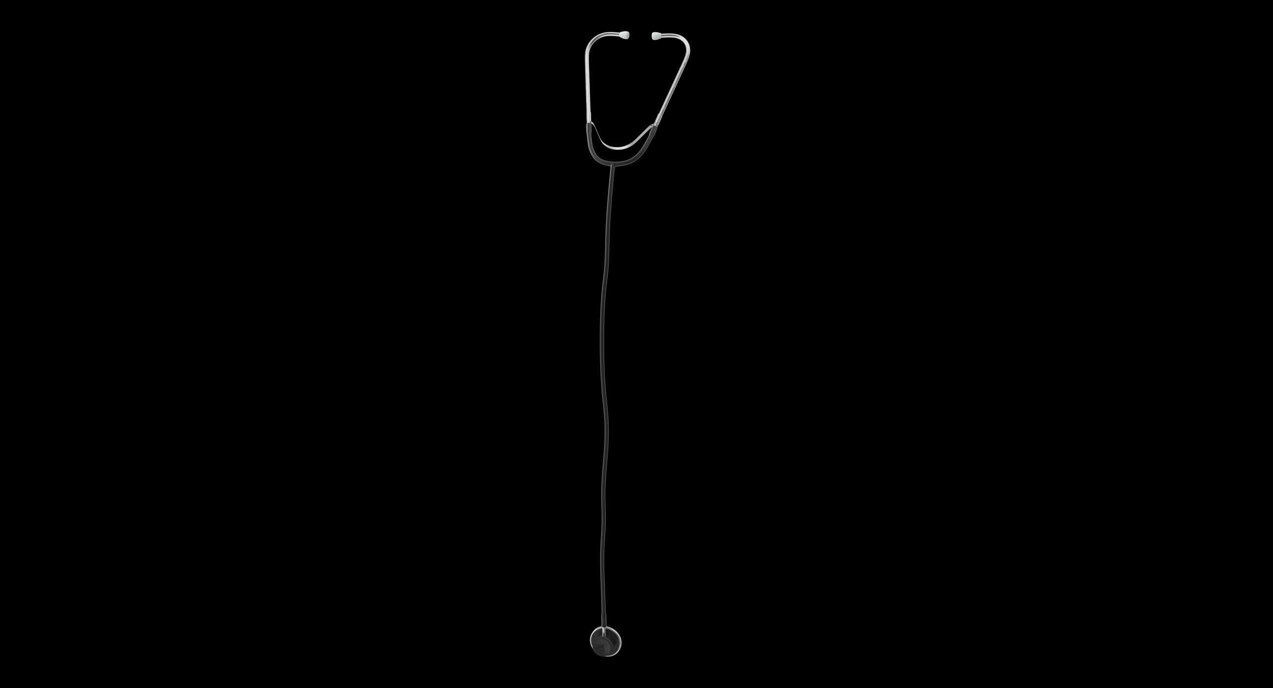 Stethoscope 4 Black Low-poly 3D model_1