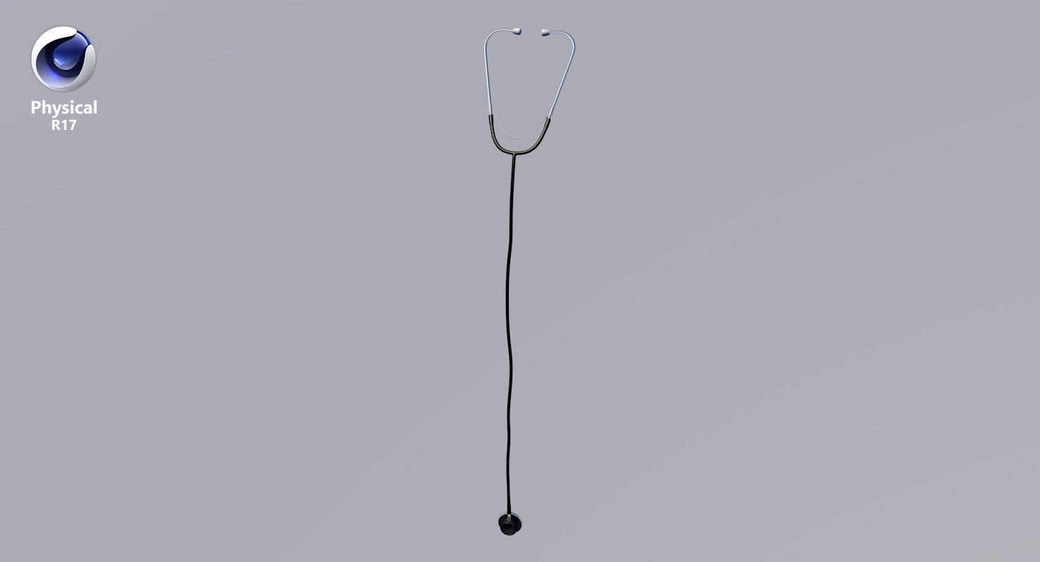 Stethoscope 4 Black Low-poly 3D model_25