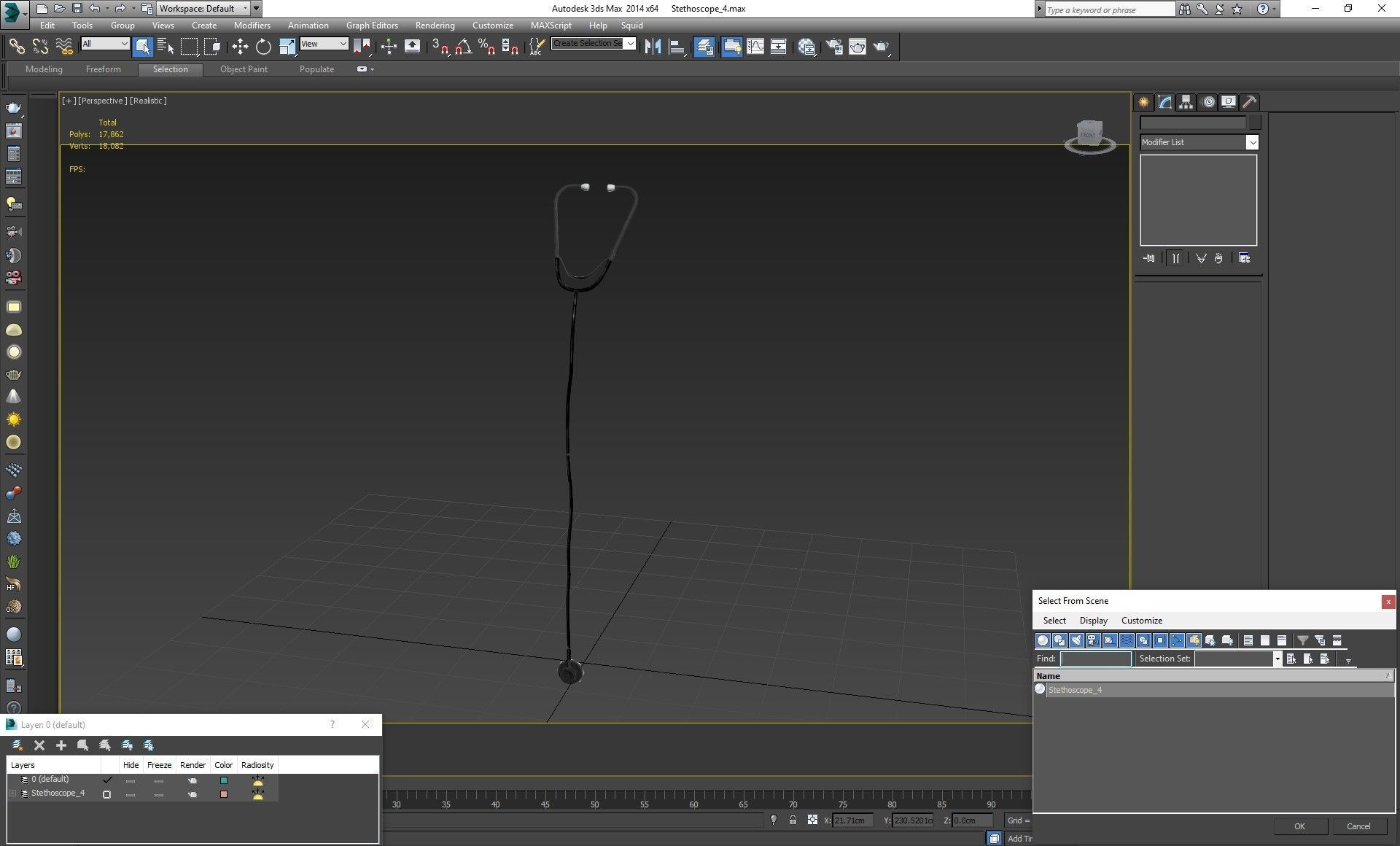 Stethoscope 4 Black Low-poly 3D model_21