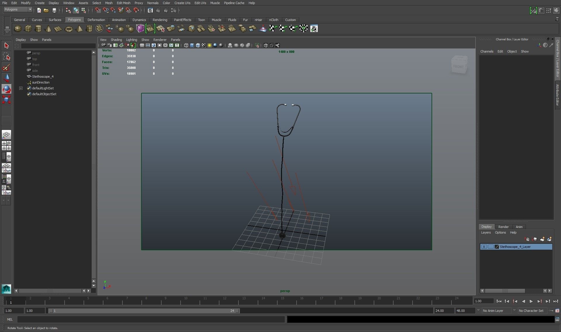 Stethoscope 4 Black Low-poly 3D model_23