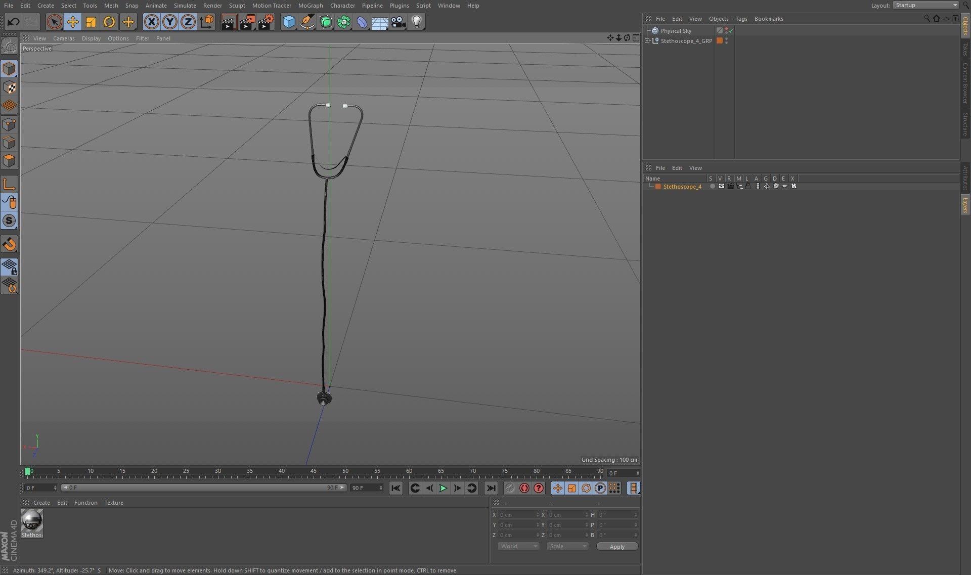 Stethoscope 4 Black Low-poly 3D model_26