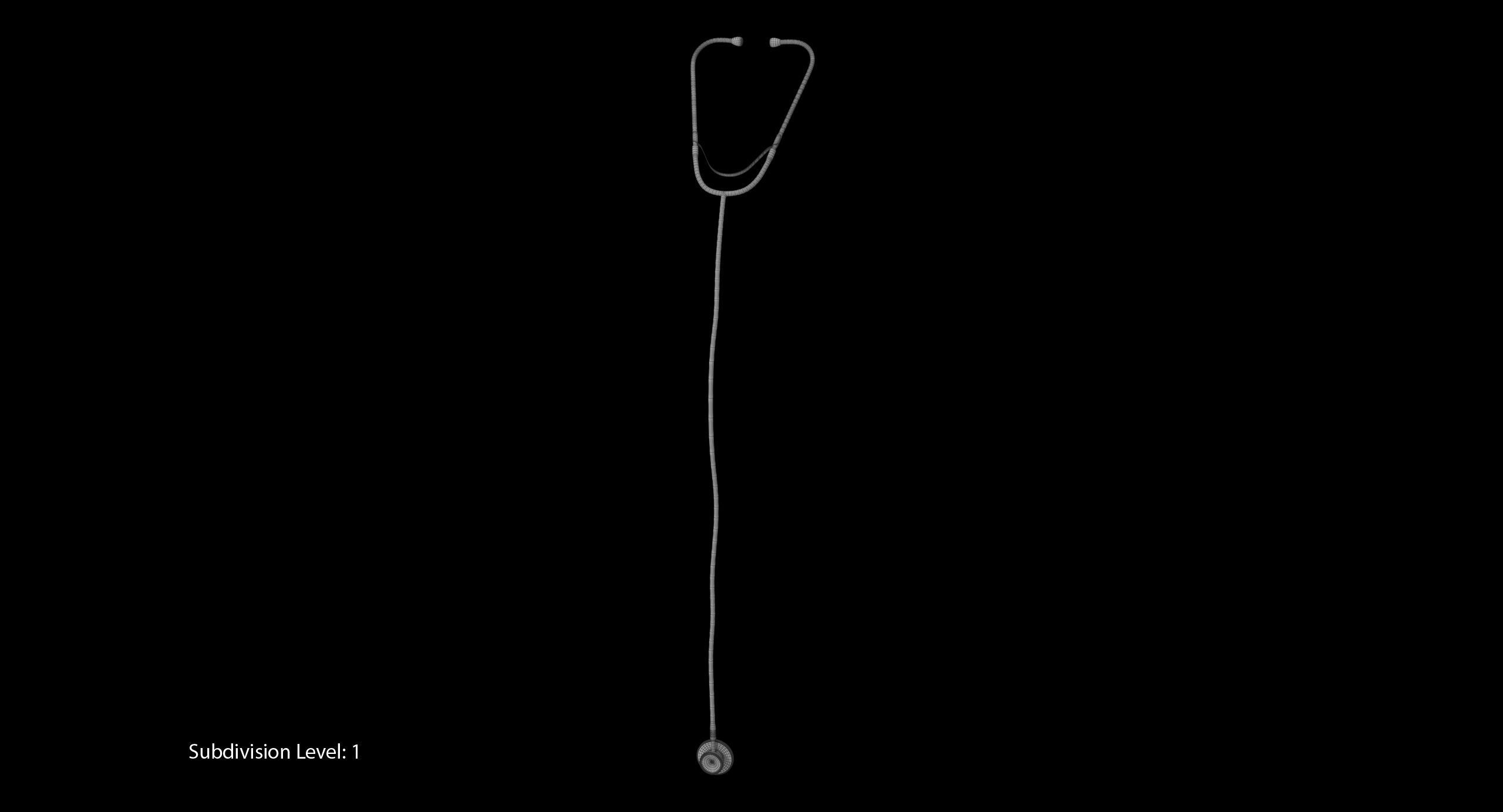 Stethoscope 4 Black Low-poly 3D model_16