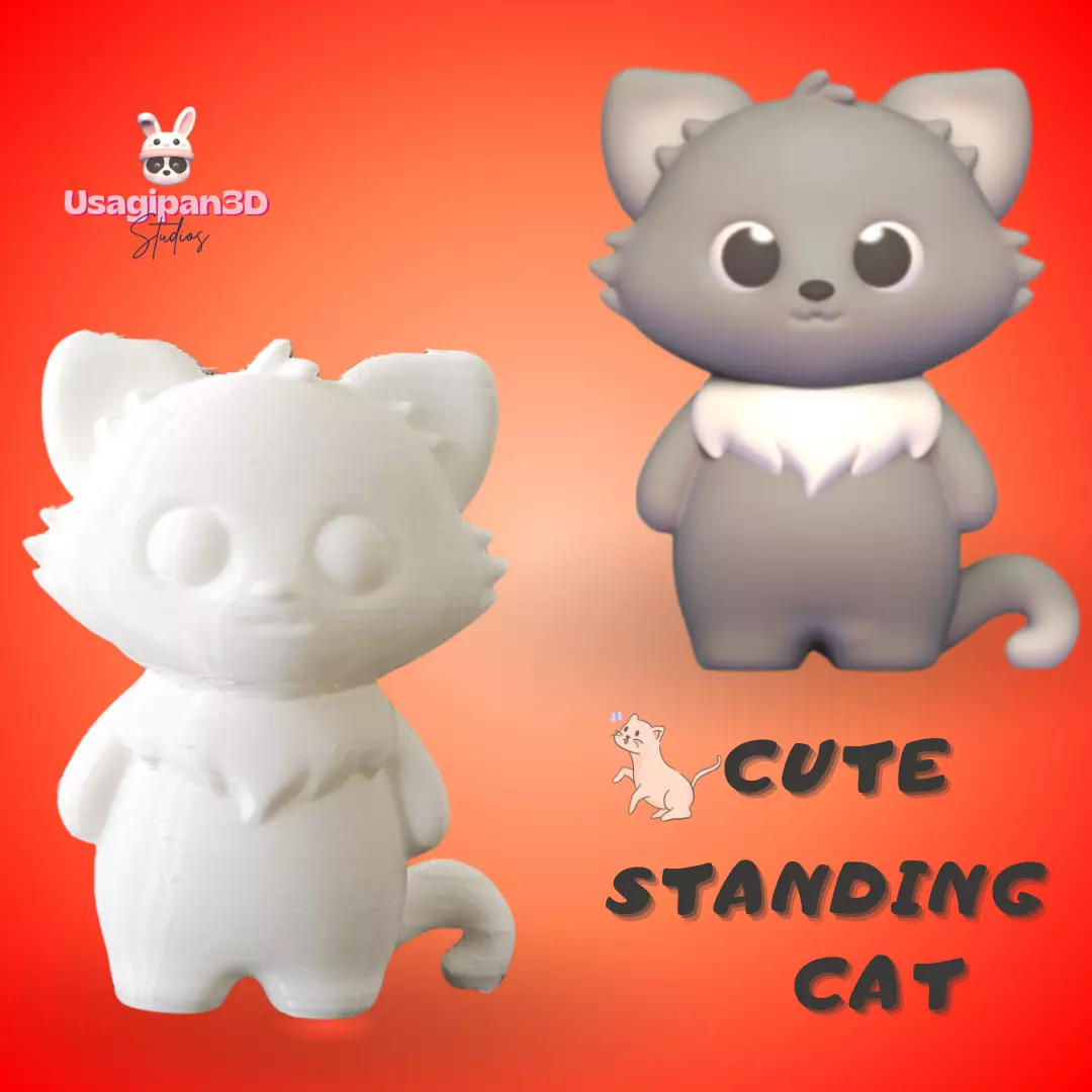 Cute Standing Cat 3D print model_0