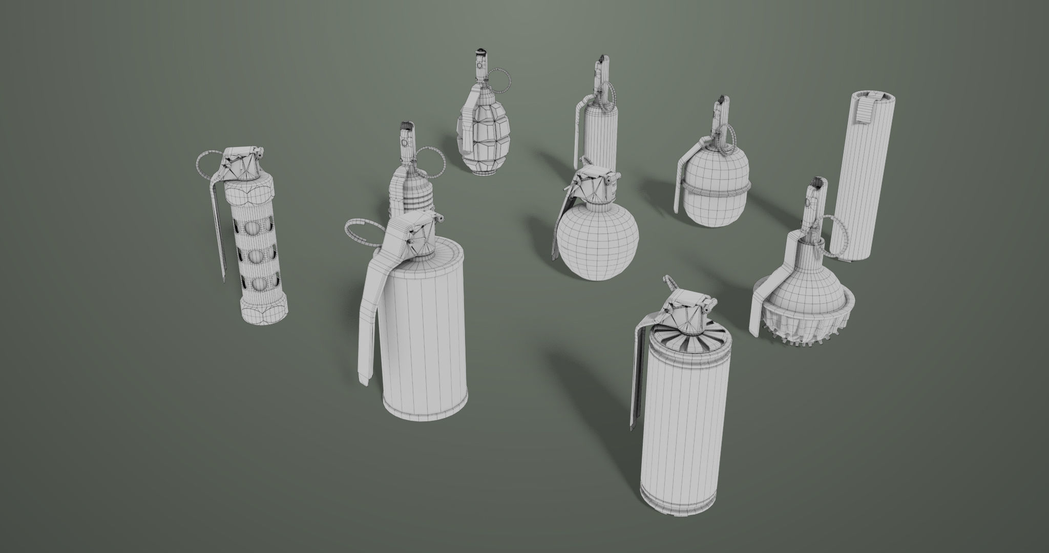 10 Grenades Single Mat All PBR Unity UE Textures Low-poly 3D model_49