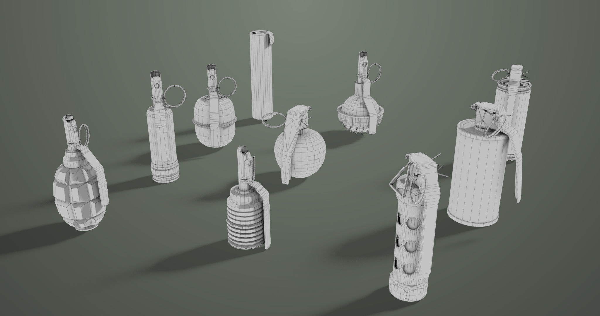 10 Grenades Single Mat All PBR Unity UE Textures Low-poly 3D model_57