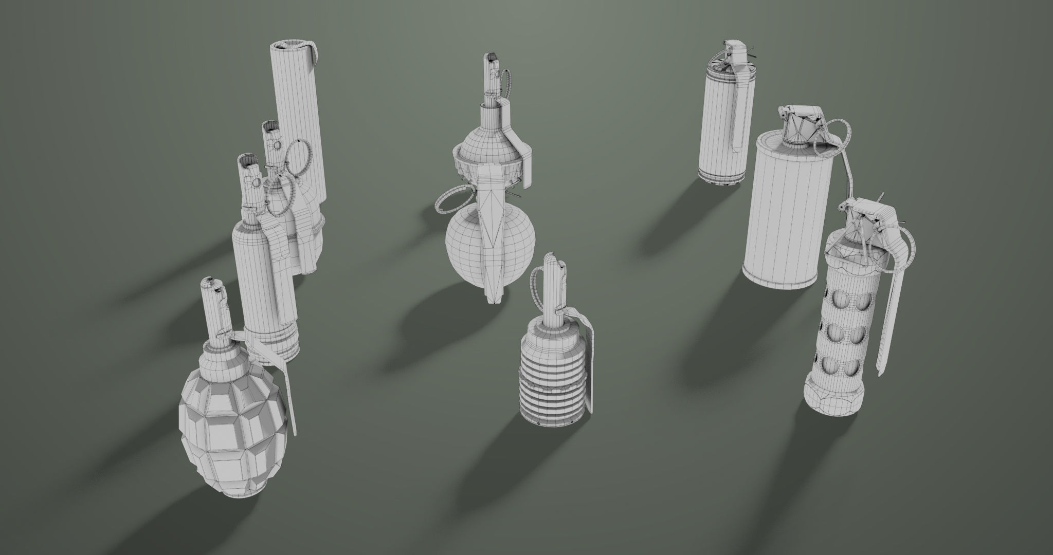10 Grenades Single Mat All PBR Unity UE Textures Low-poly 3D model_64