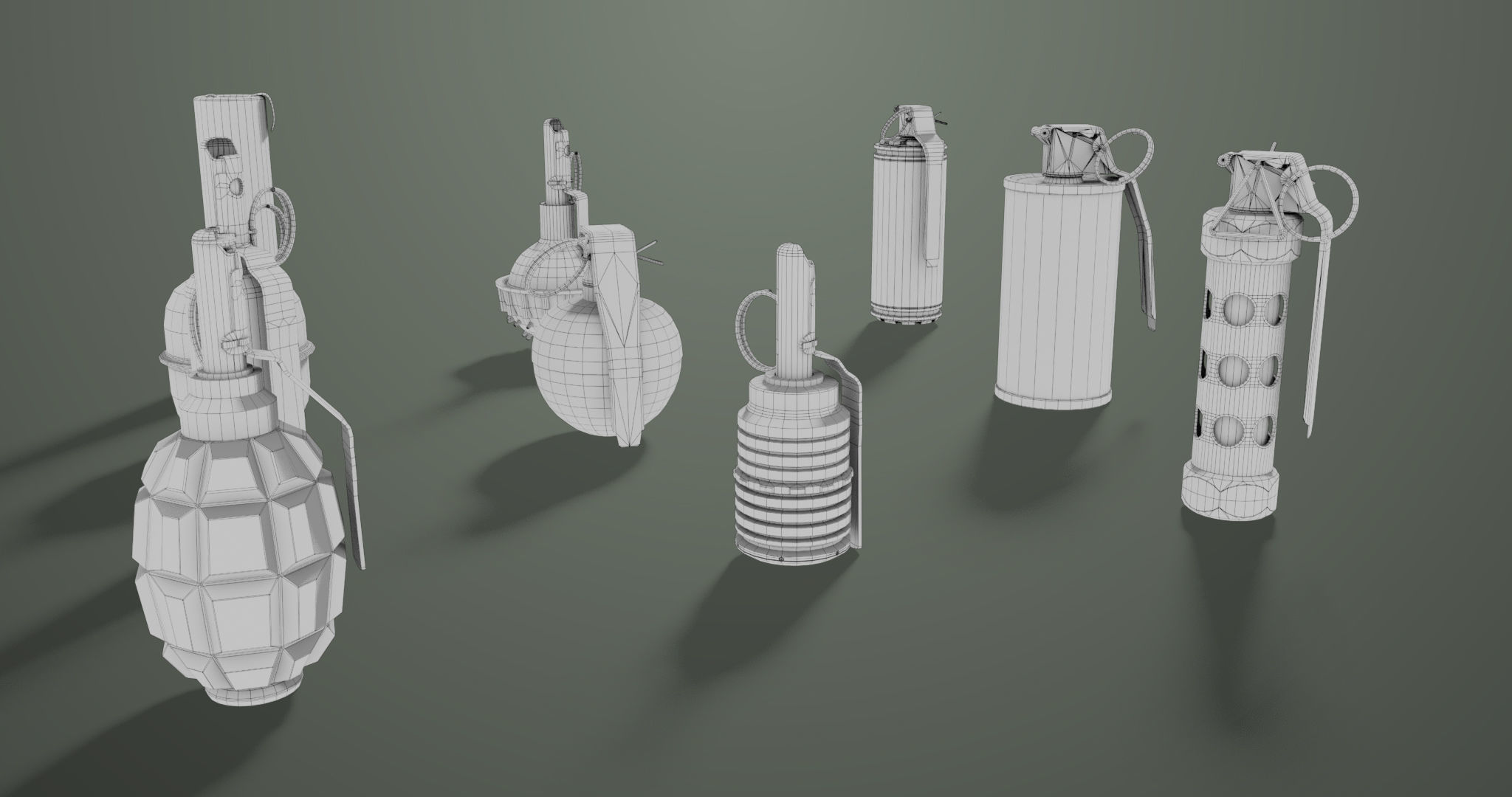 10 Grenades Single Mat All PBR Unity UE Textures Low-poly 3D model_67