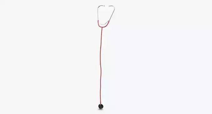 Stethoscope 4 Red Low-poly 3D model