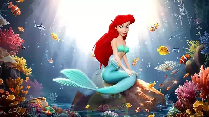 MODEl OF LITTLE MERMAID STATUE PRINCESS 3D PRINT