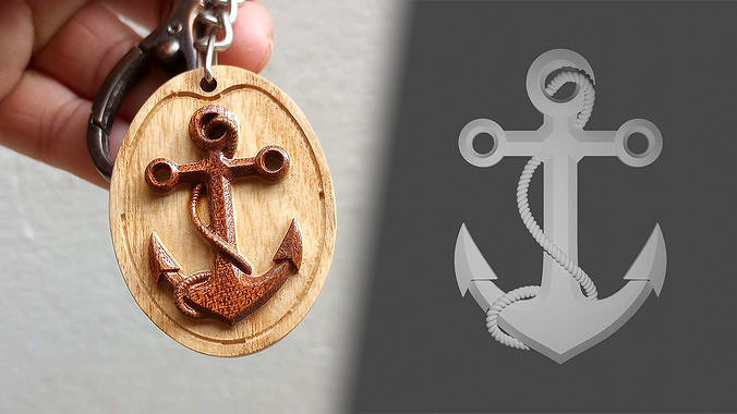 Anchor and Rope Model for CNC Milling and Carving 3D print model