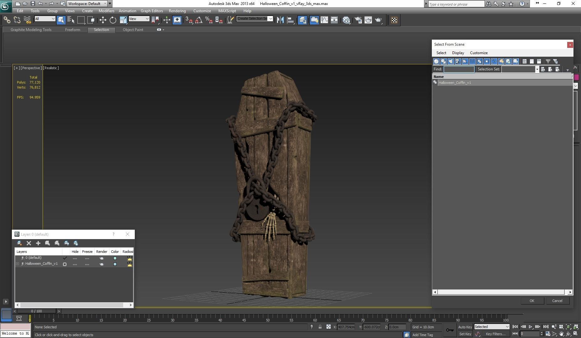 Halloween Coffin Low-poly 3D model_25