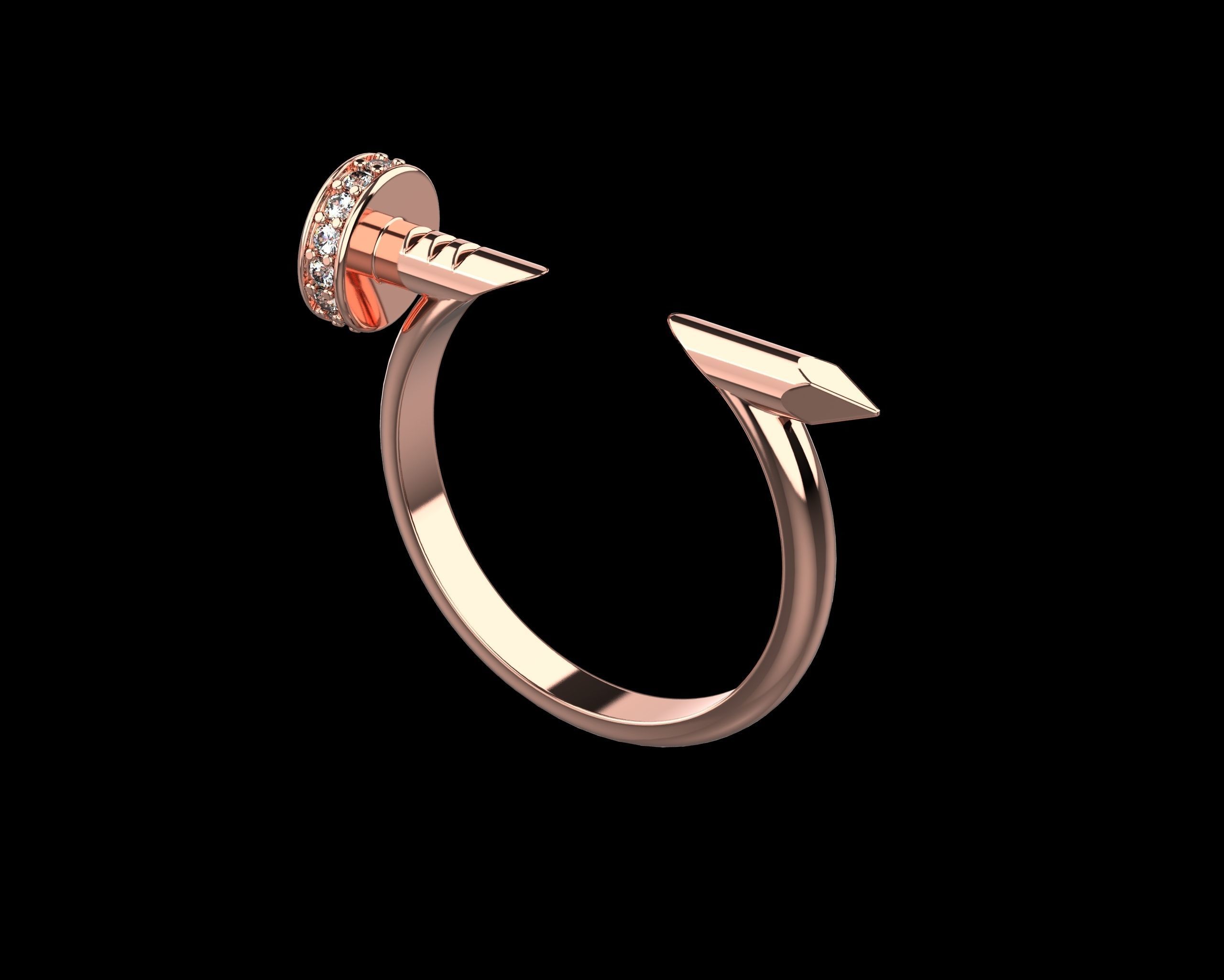 Nail Ring In The Finger with gems 19 Size N105 3D print model_1
