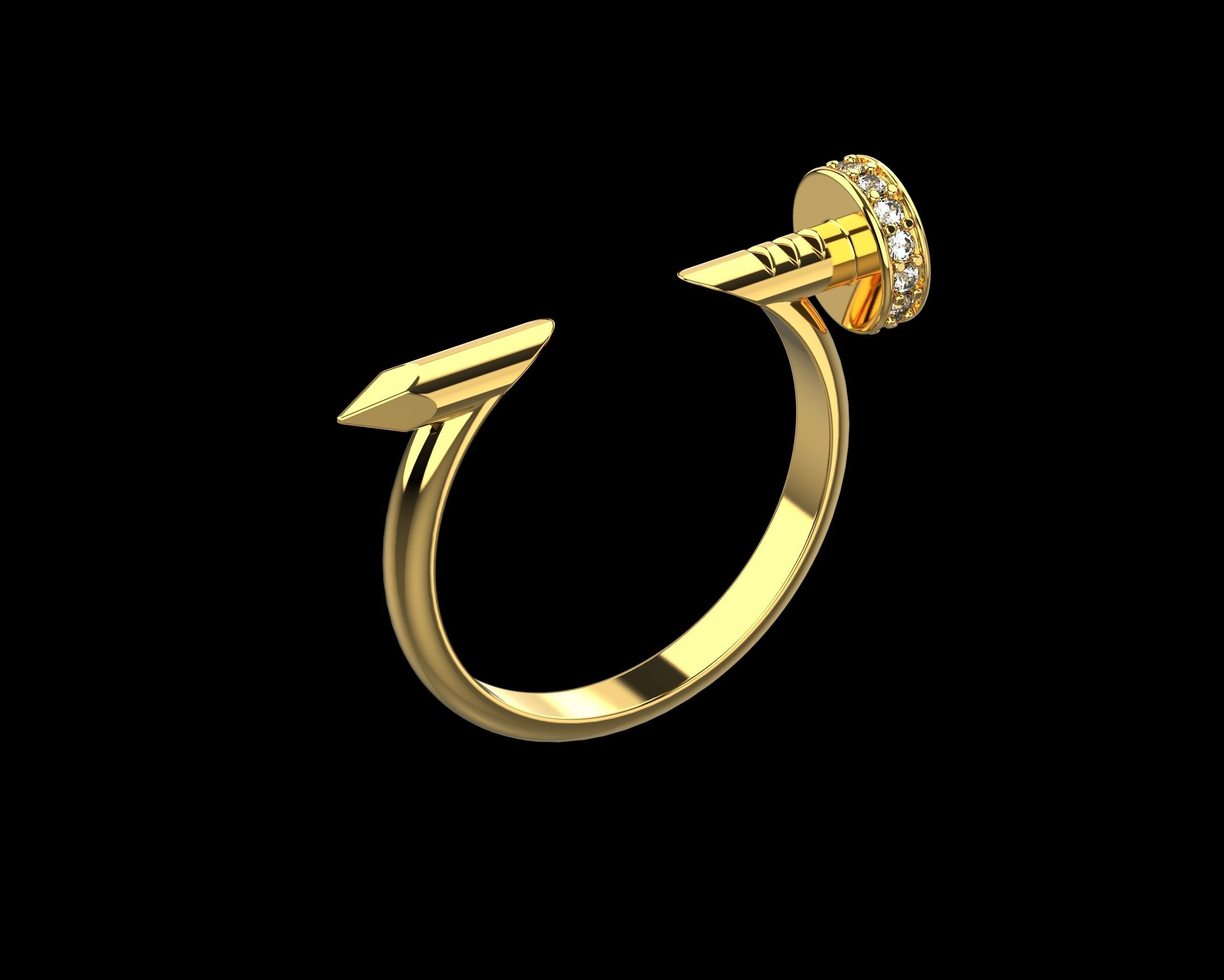 Nail Ring In The Finger with gems 19 Size N105 3D print model_16