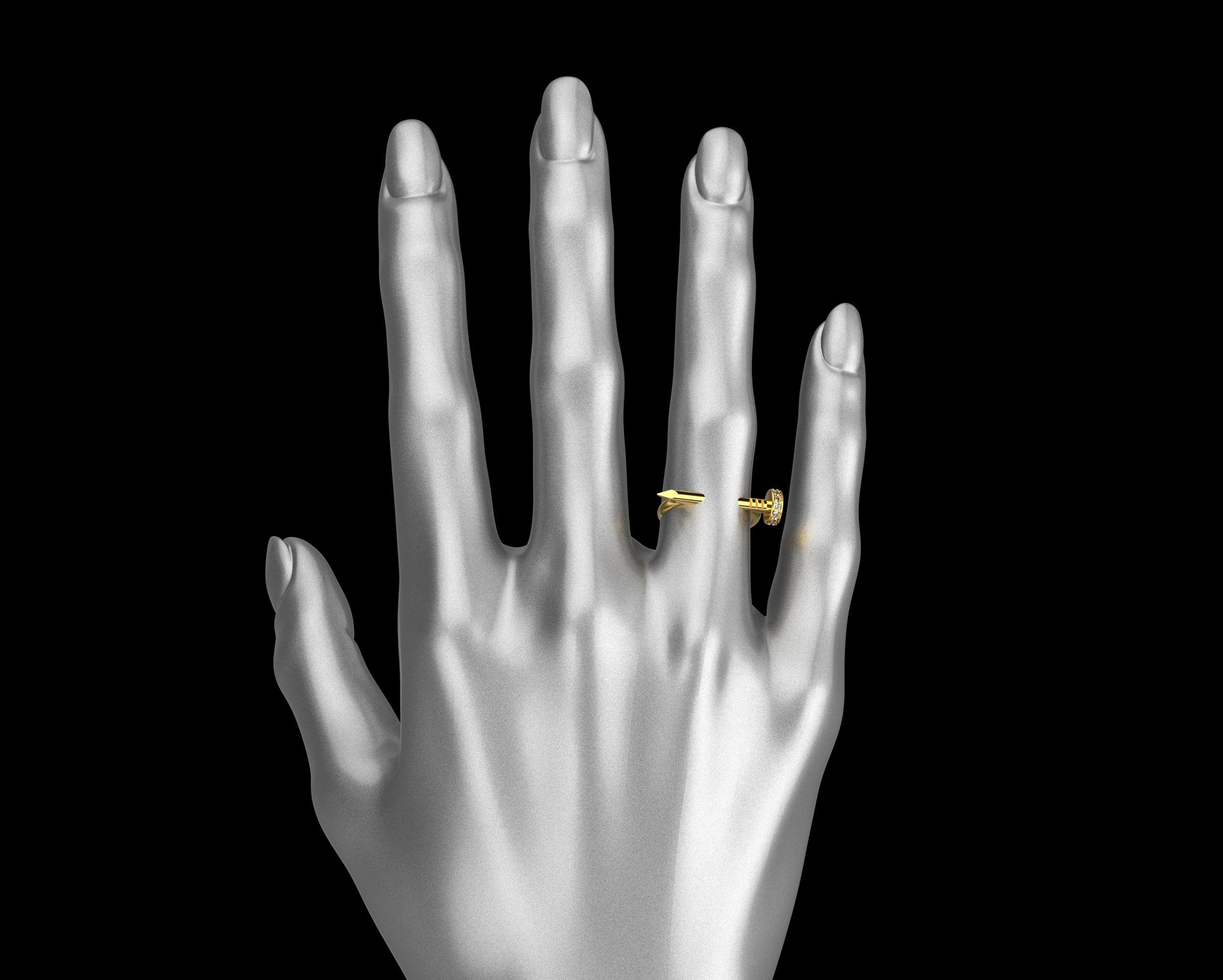 Nail Ring In The Finger with gems 19 Size N105 3D print model_12