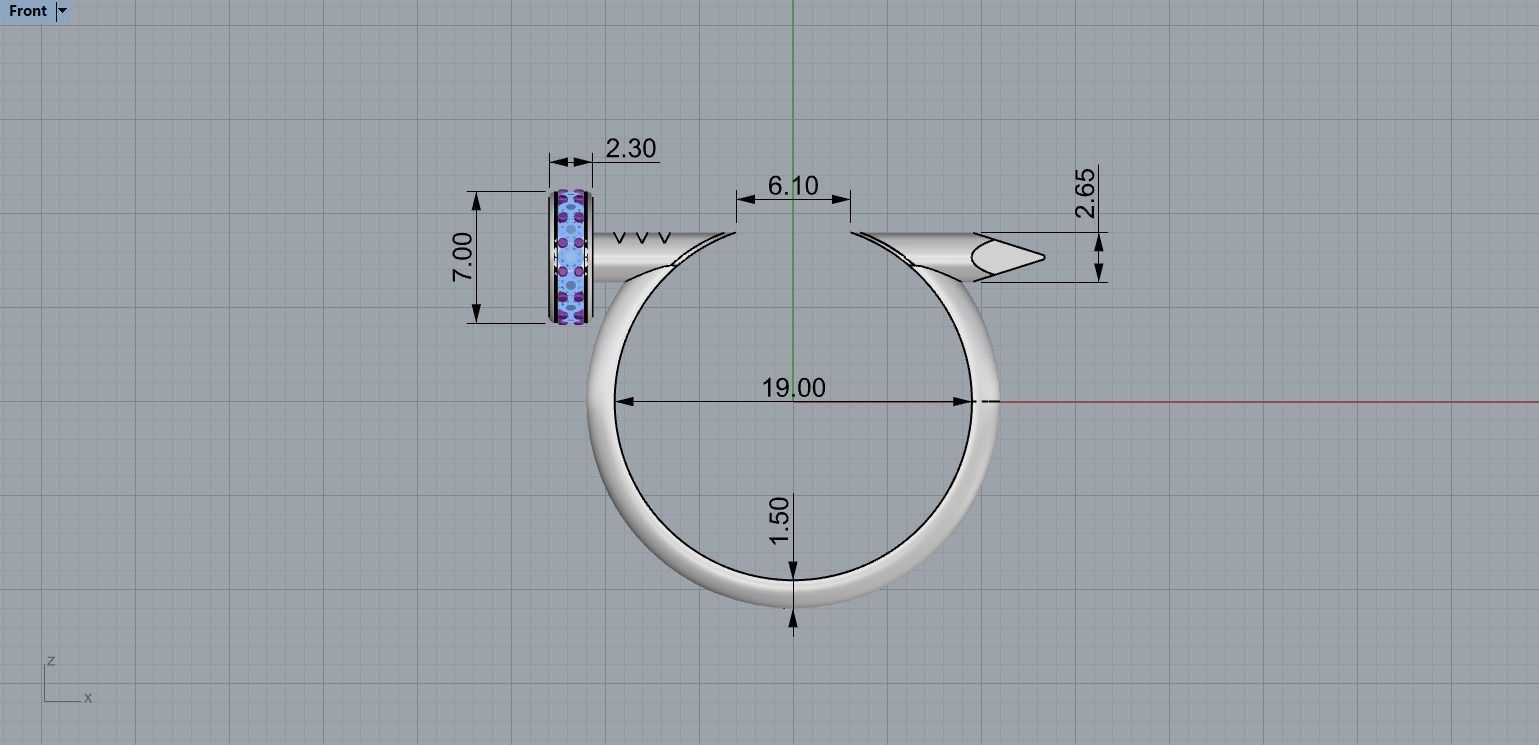 Nail Ring In The Finger with gems 19 Size N105 3D print model_6