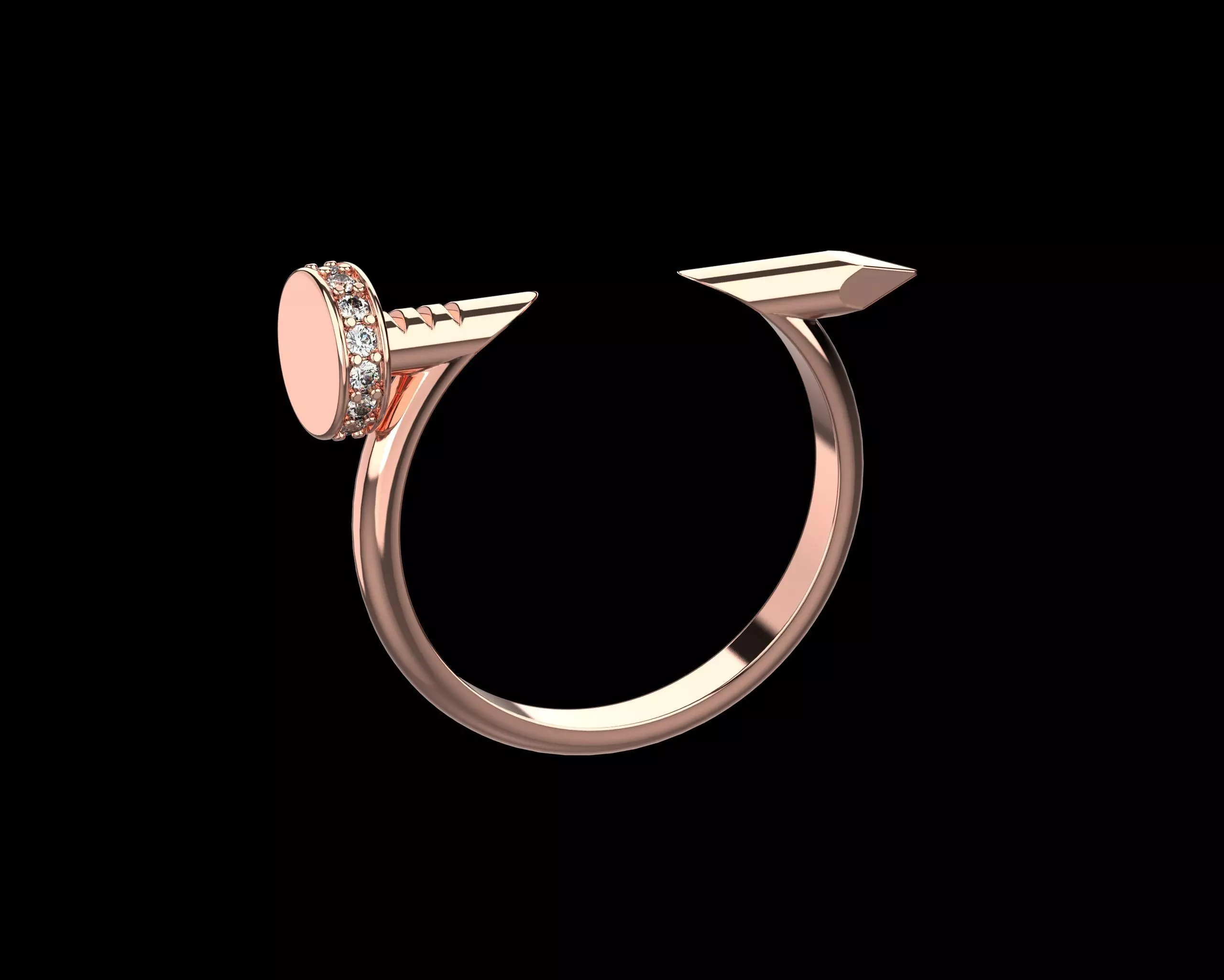 Nail Ring In The Finger with gems 19 Size N105 3D print model_0