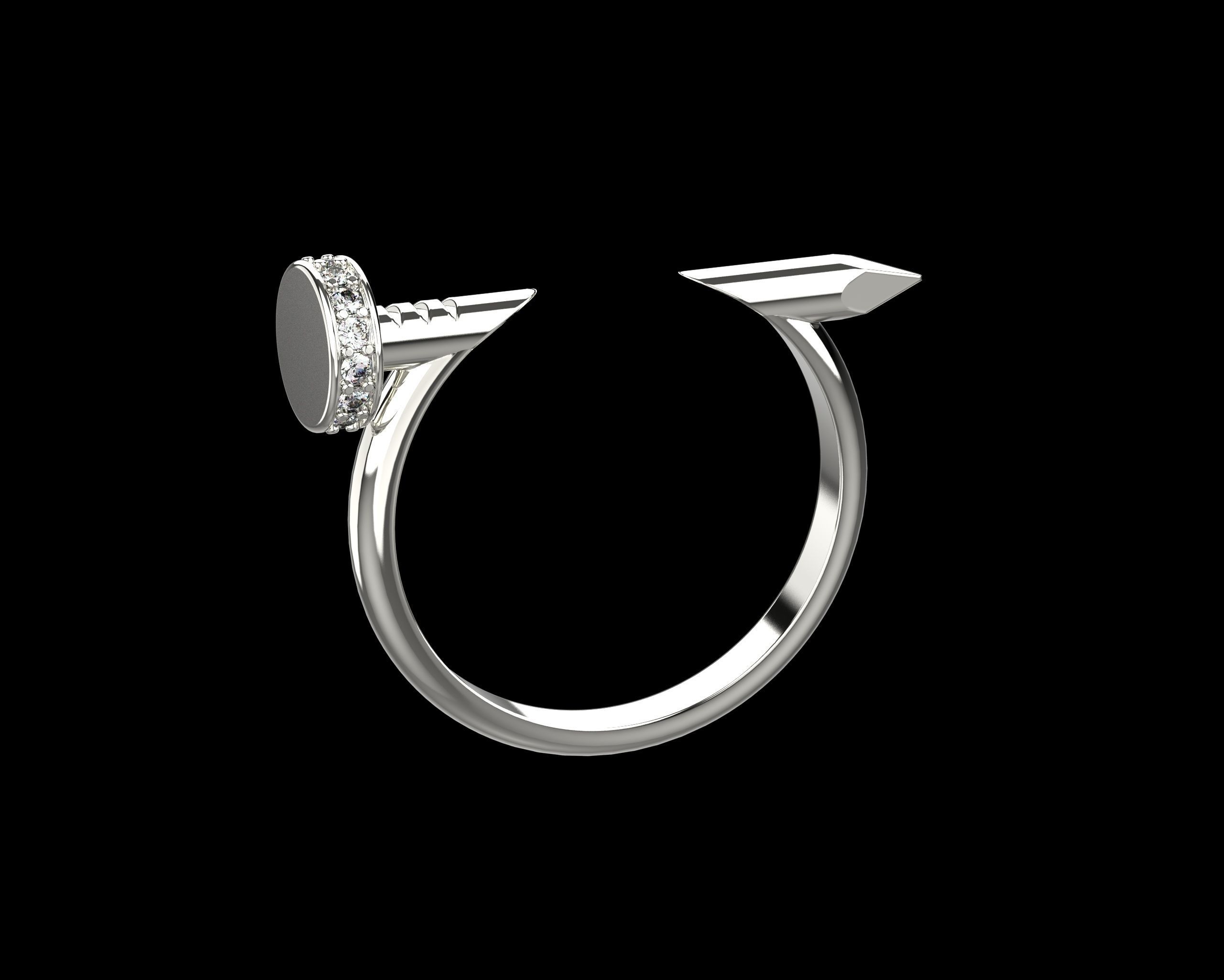 Nail Ring In The Finger with gems 19 Size N105 3D print model_19