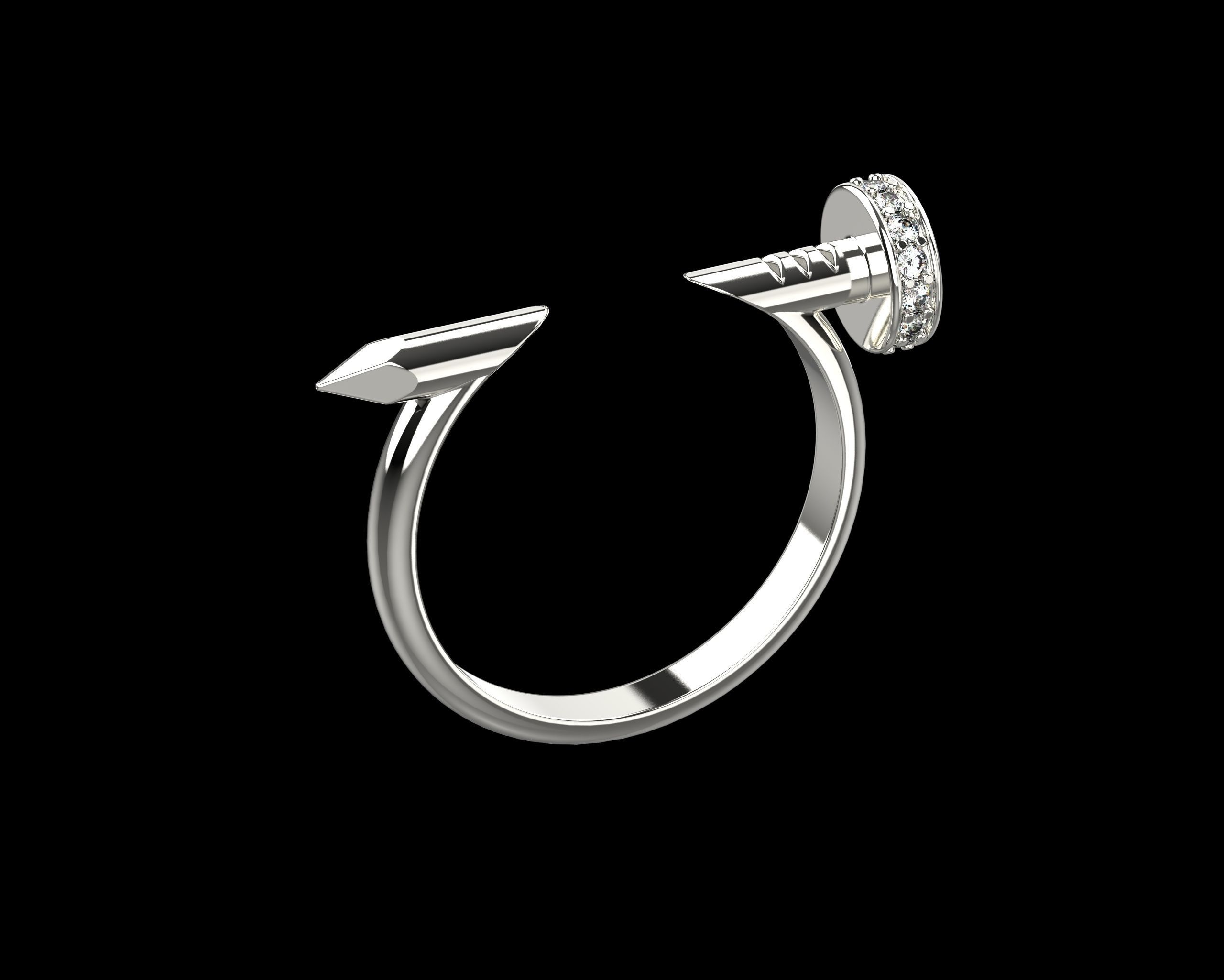 Nail Ring In The Finger with gems 19 Size N105 3D print model_17