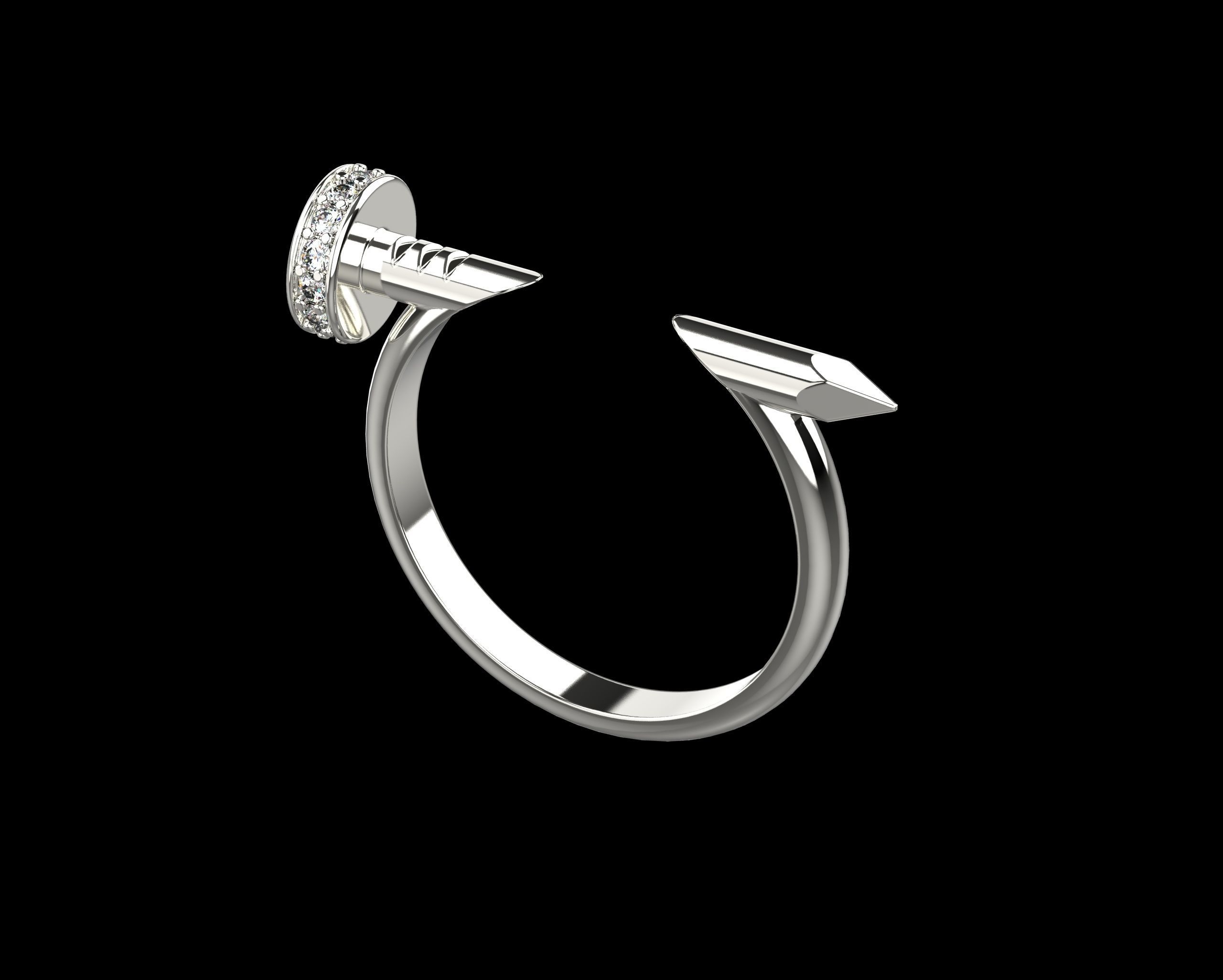 Nail Ring In The Finger with gems 19 Size N105 3D print model_18