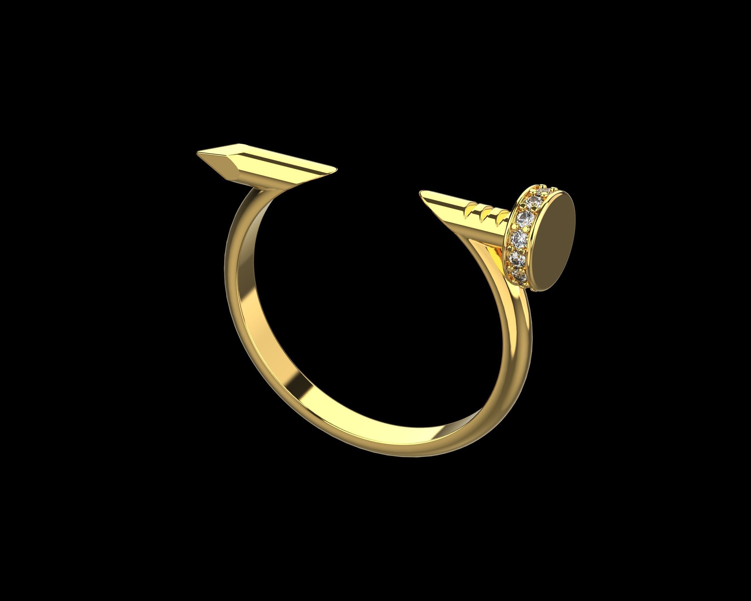 Nail Ring In The Finger with gems 20 Size N106 3D print model_5