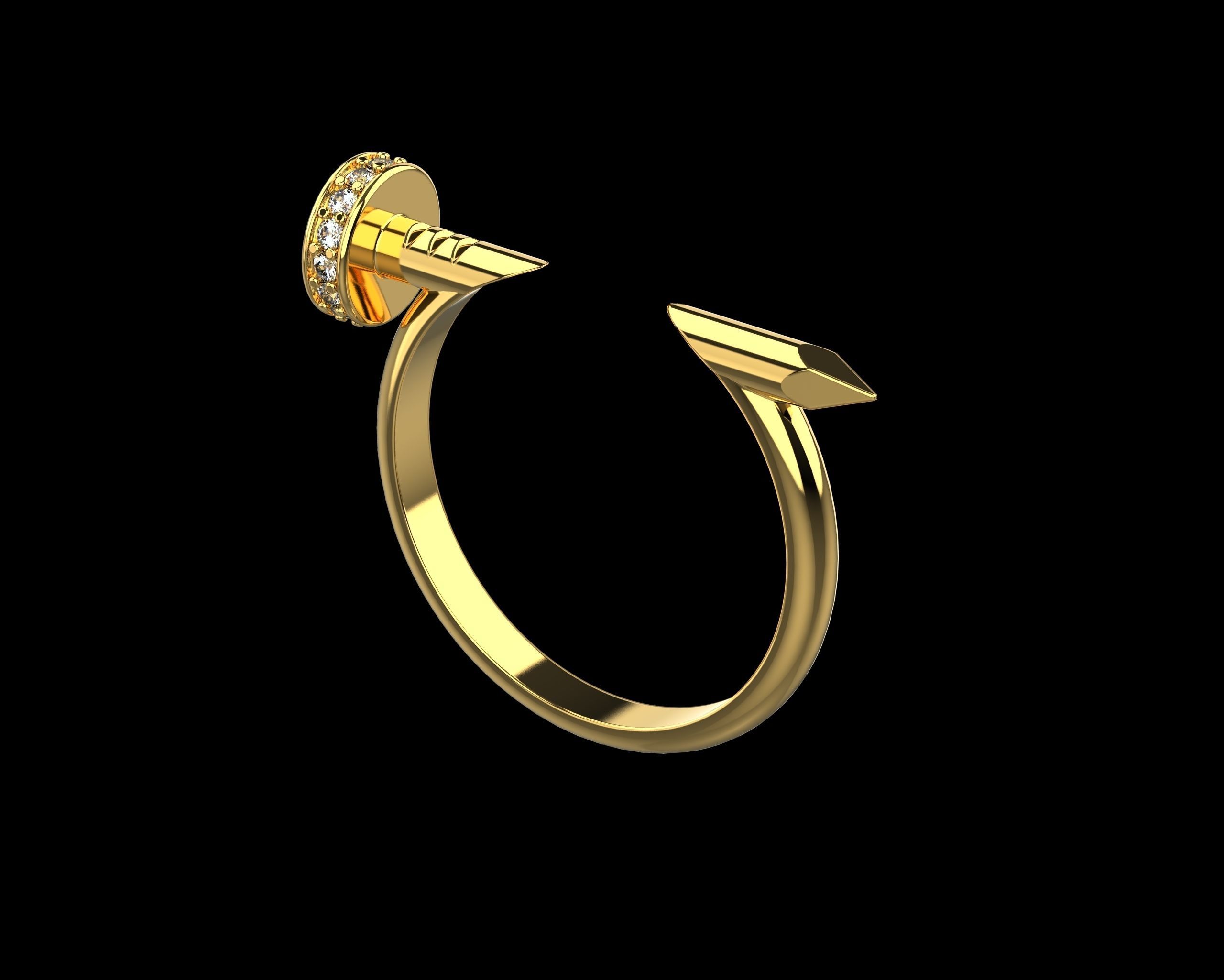 Nail Ring In The Finger with gems 20 Size N106 3D print model_15