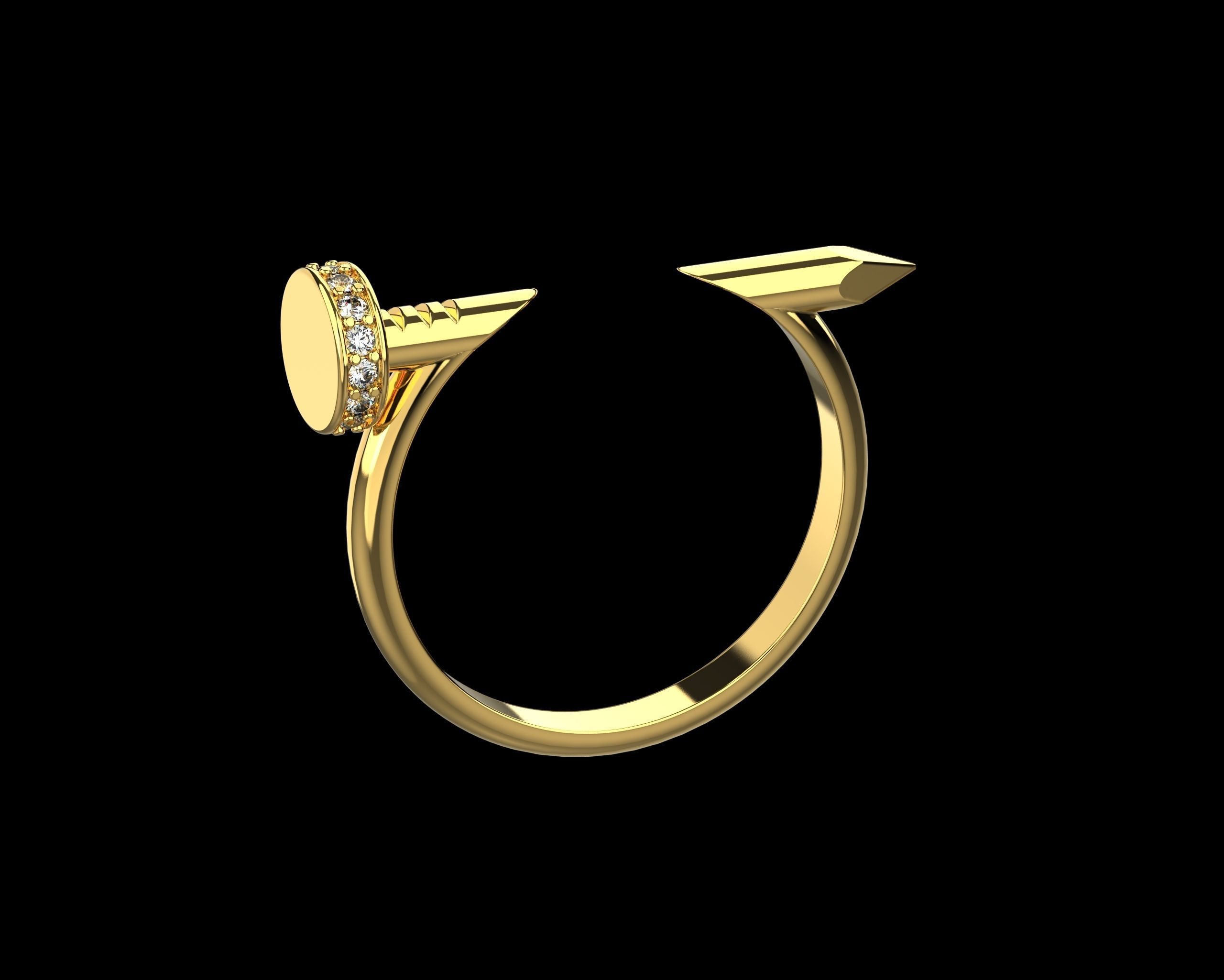 Nail Ring In The Finger with gems 20 Size N106 3D print model_3