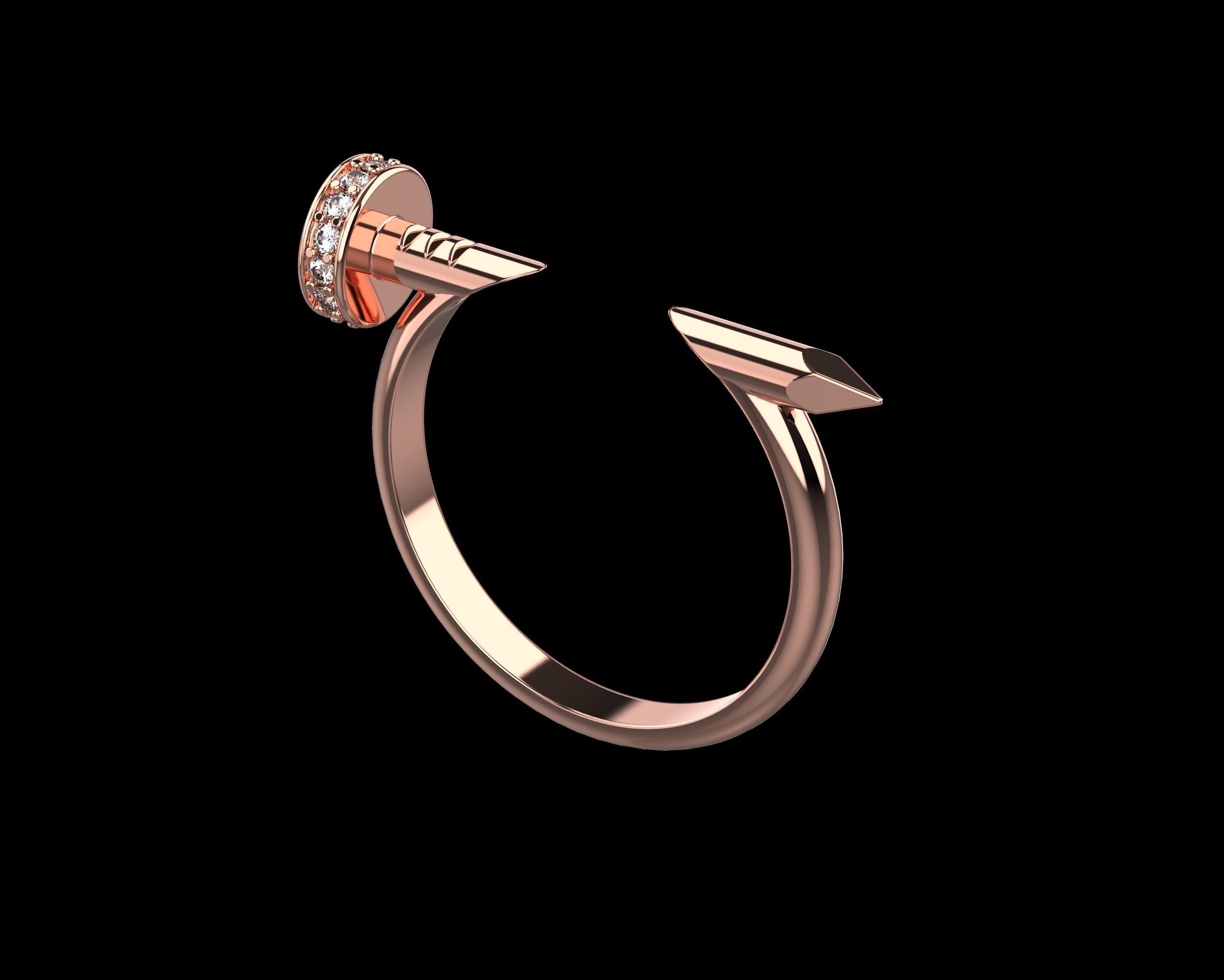 Nail Ring In The Finger with gems 20 Size N106 3D print model_1