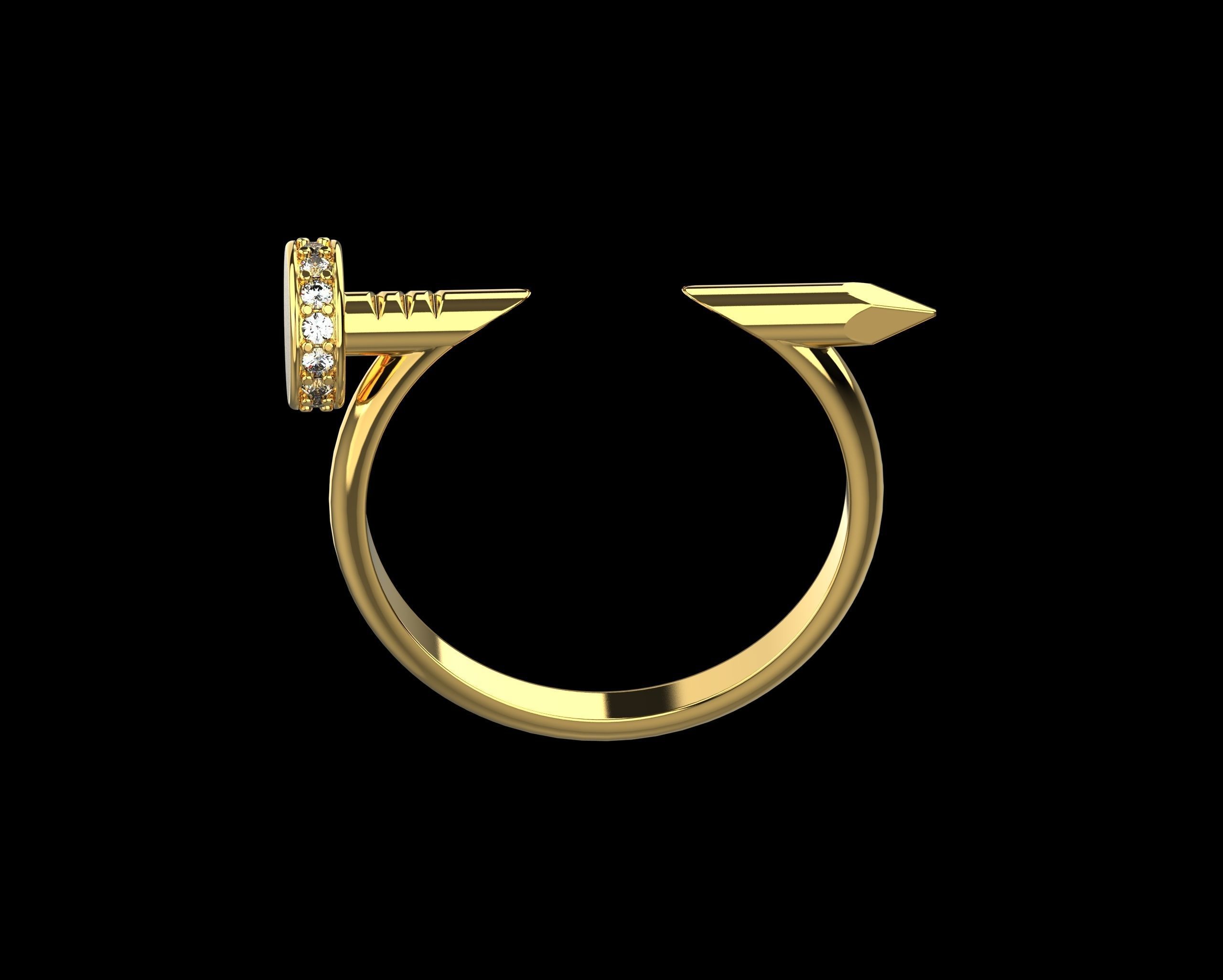 Nail Ring In The Finger with gems 20 Size N106 3D print model_4