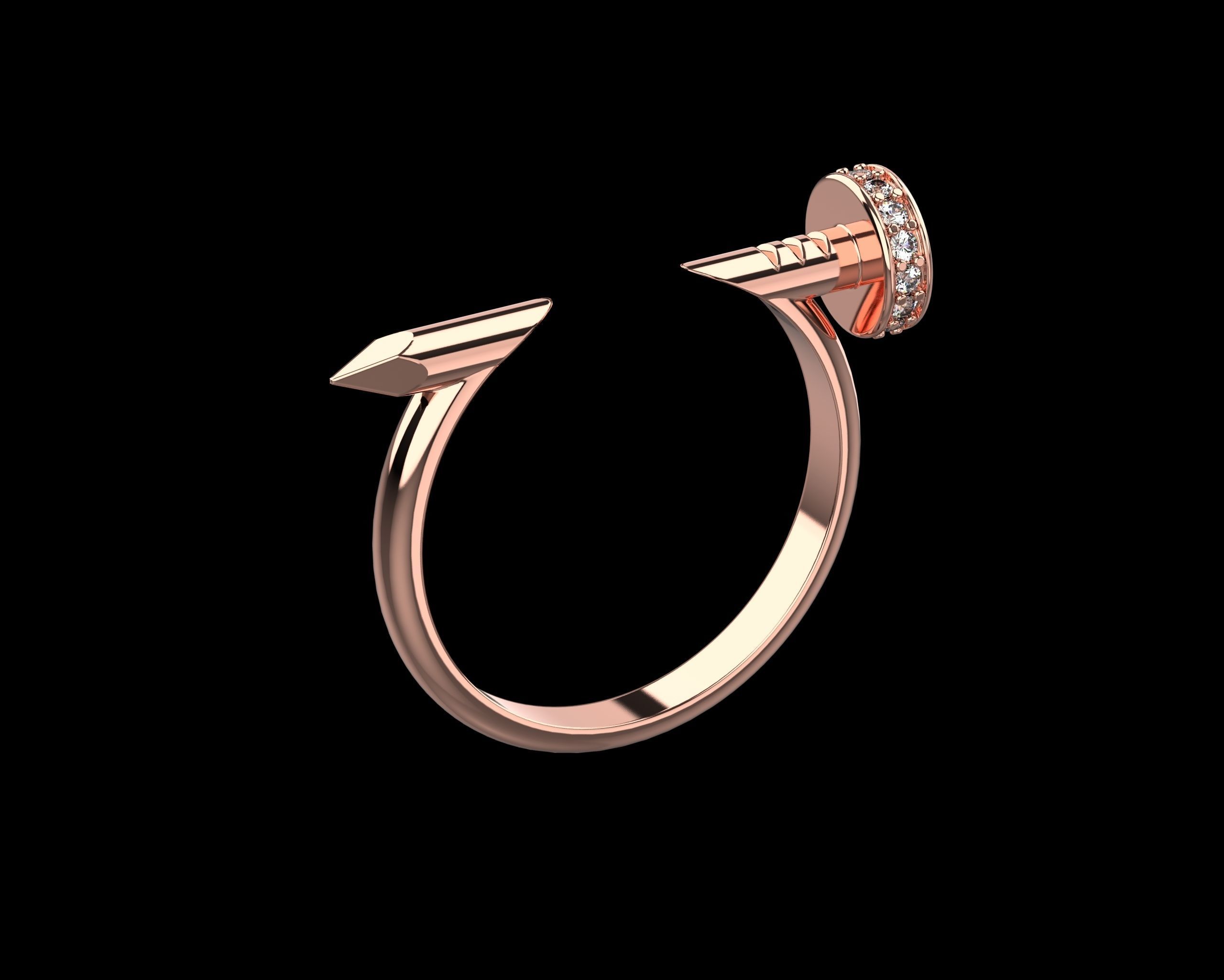 Nail Ring In The Finger with gems 20 Size N106 3D print model_2