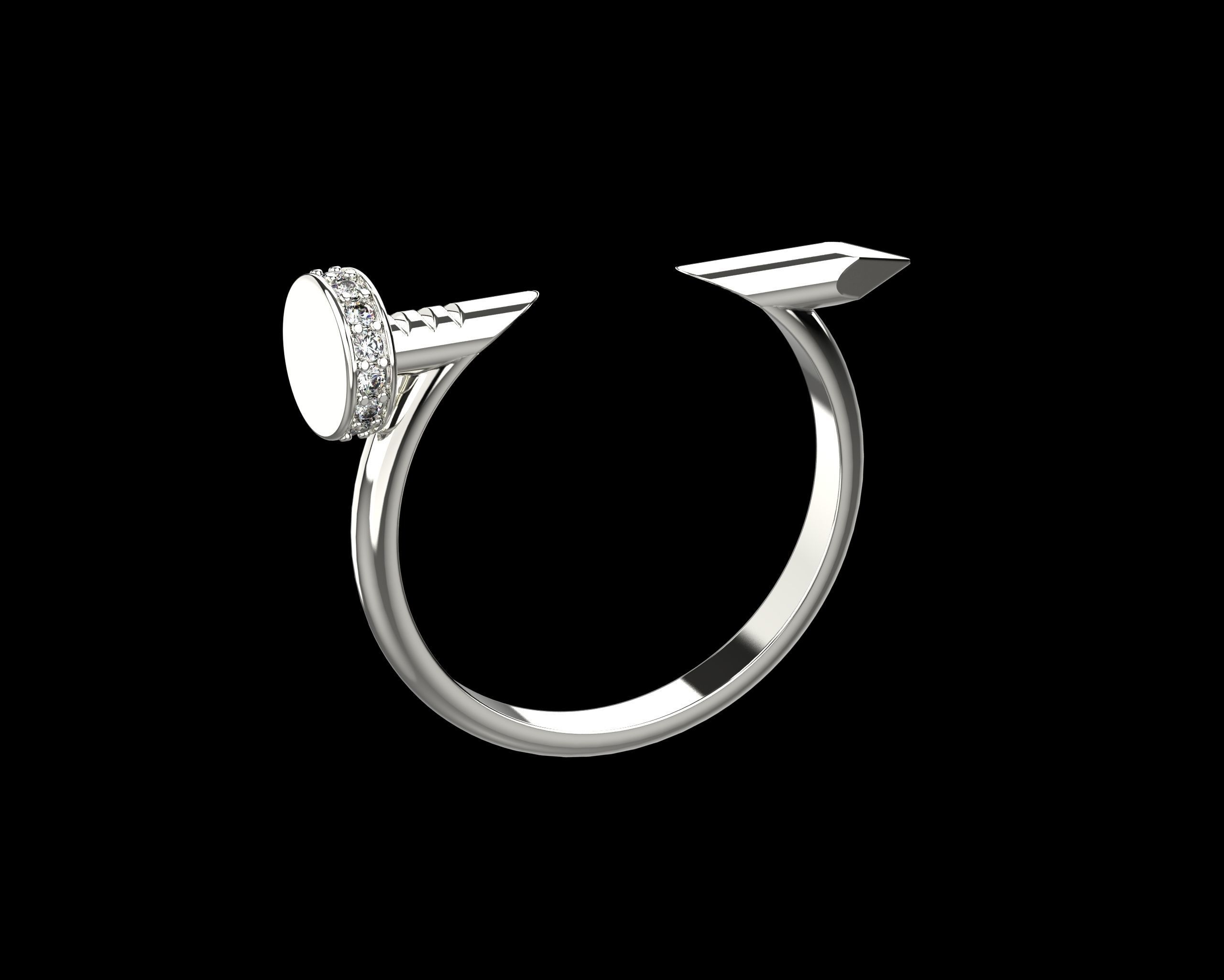 Nail Ring In The Finger with gems 20 Size N106 3D print model_17