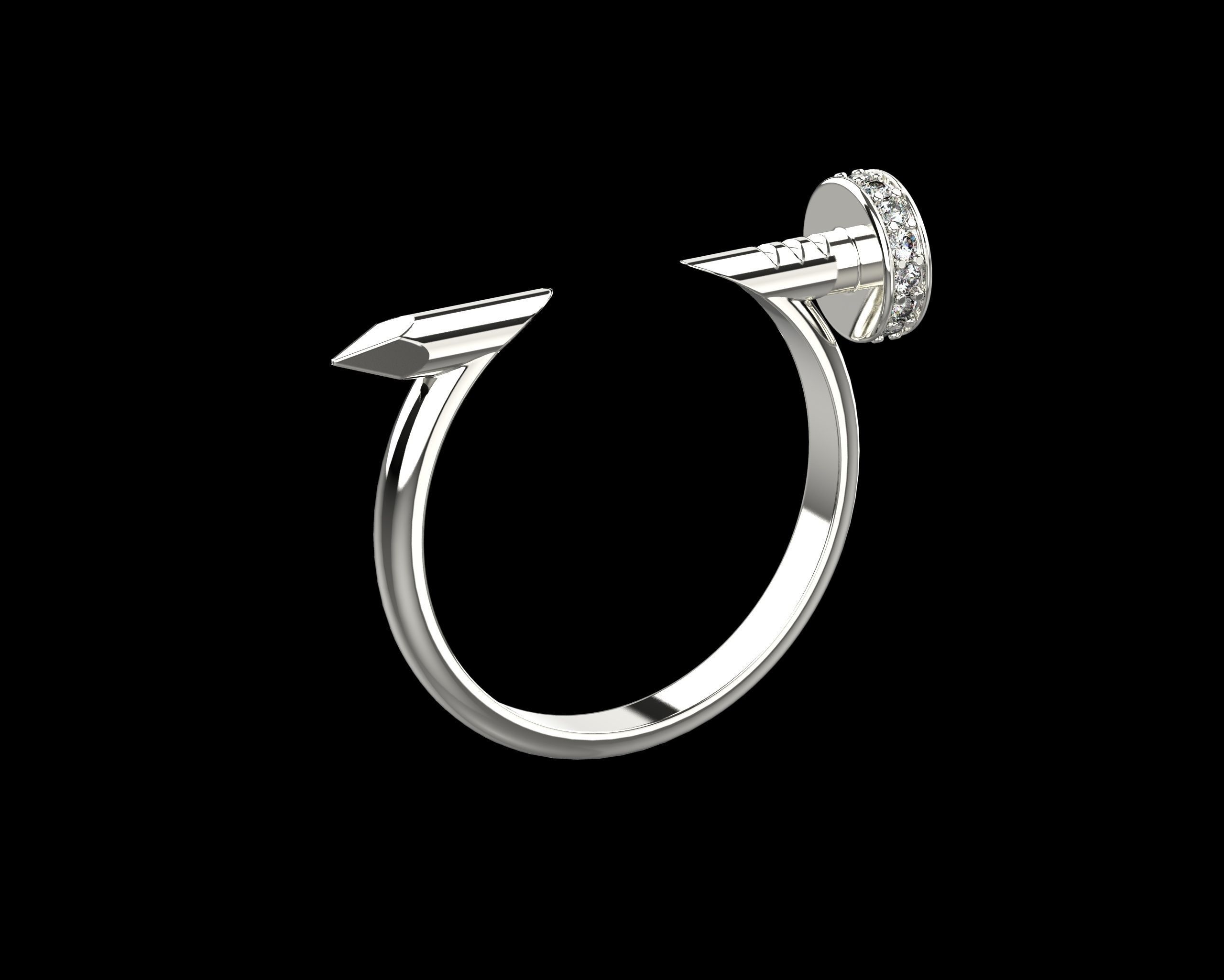 Nail Ring In The Finger with gems 20 Size N106 3D print model_19