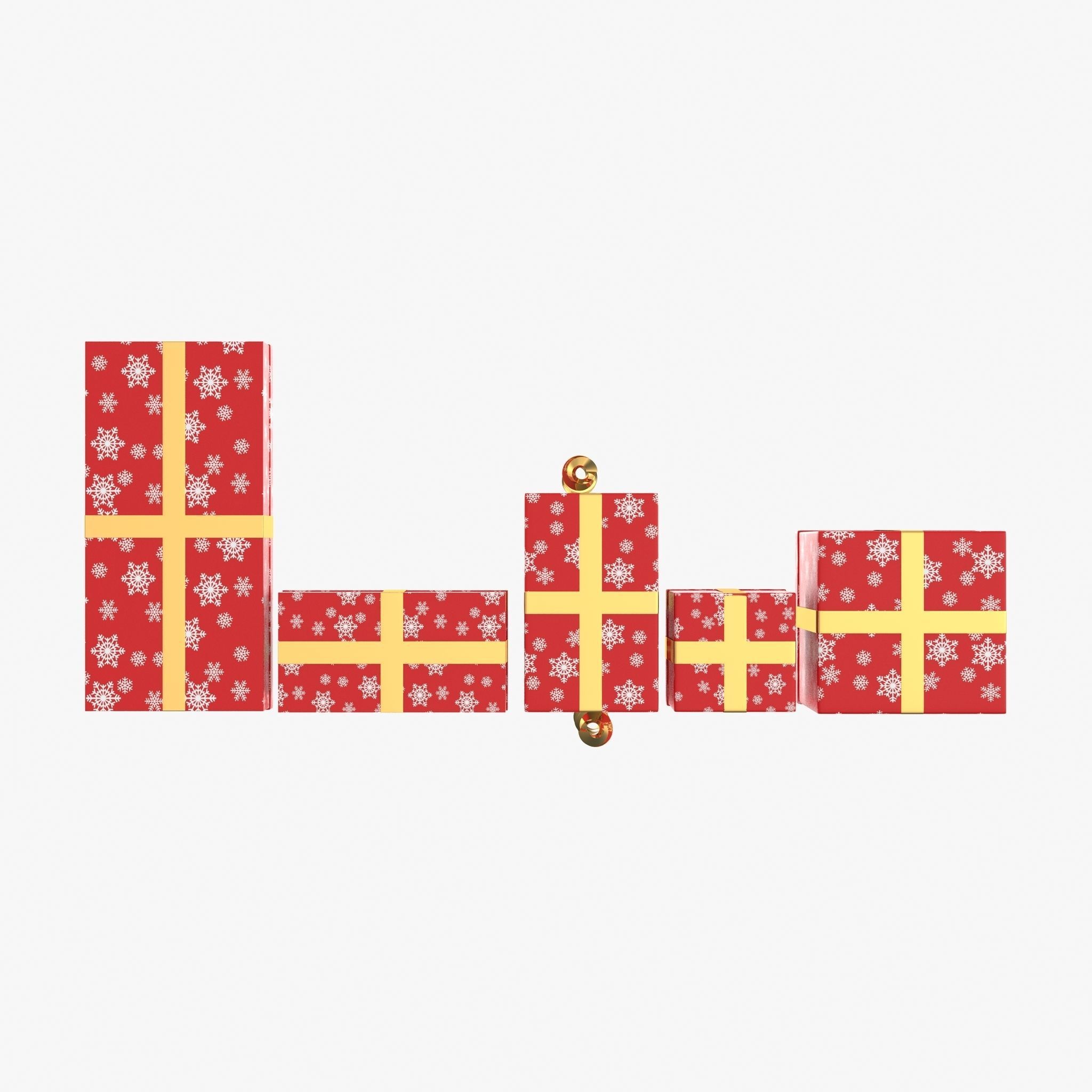 Gift Boxes Red Low-poly 3D model_7