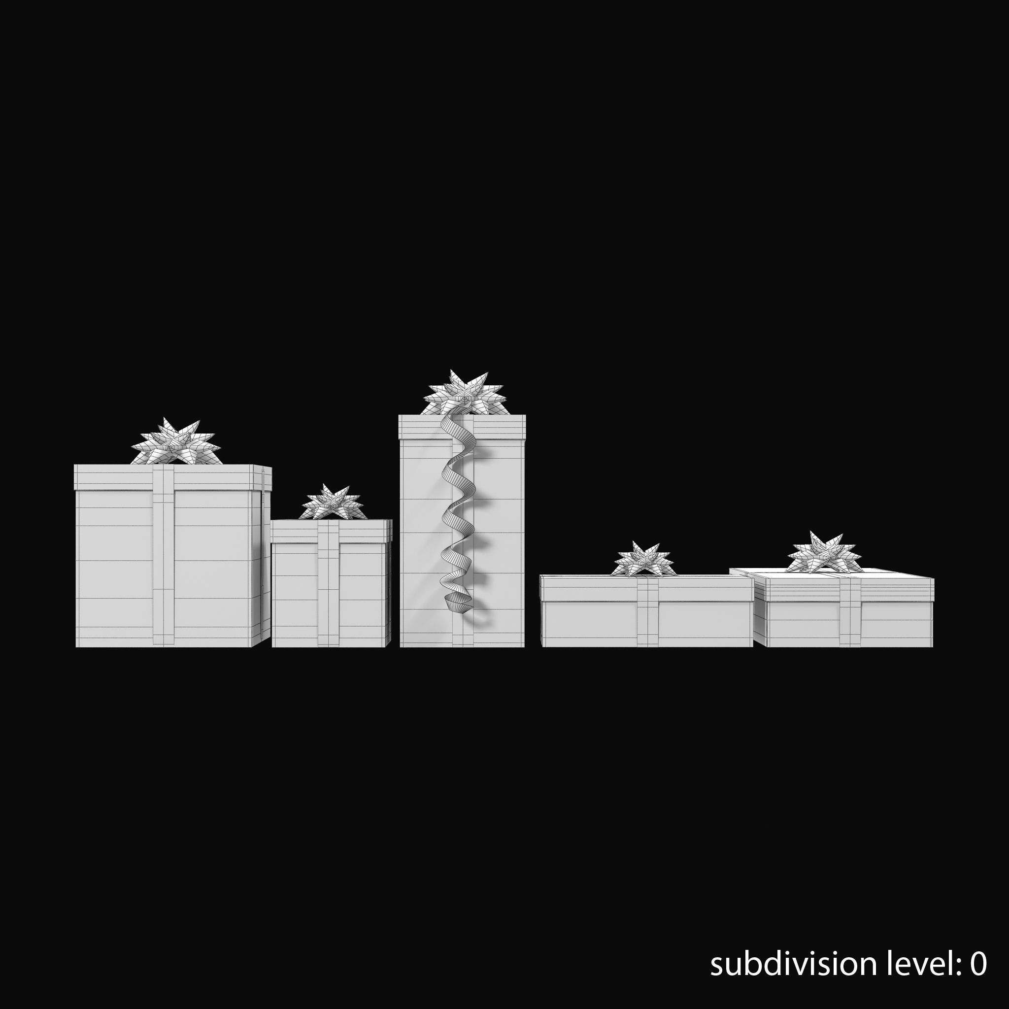 Gift Boxes Red Low-poly 3D model_14