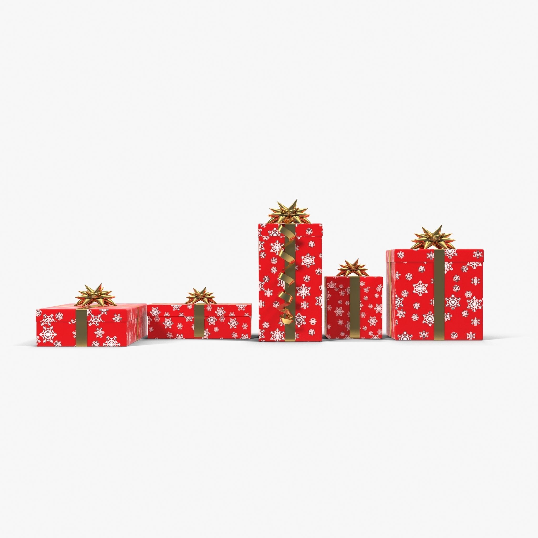 Gift Boxes Red Low-poly 3D model_5