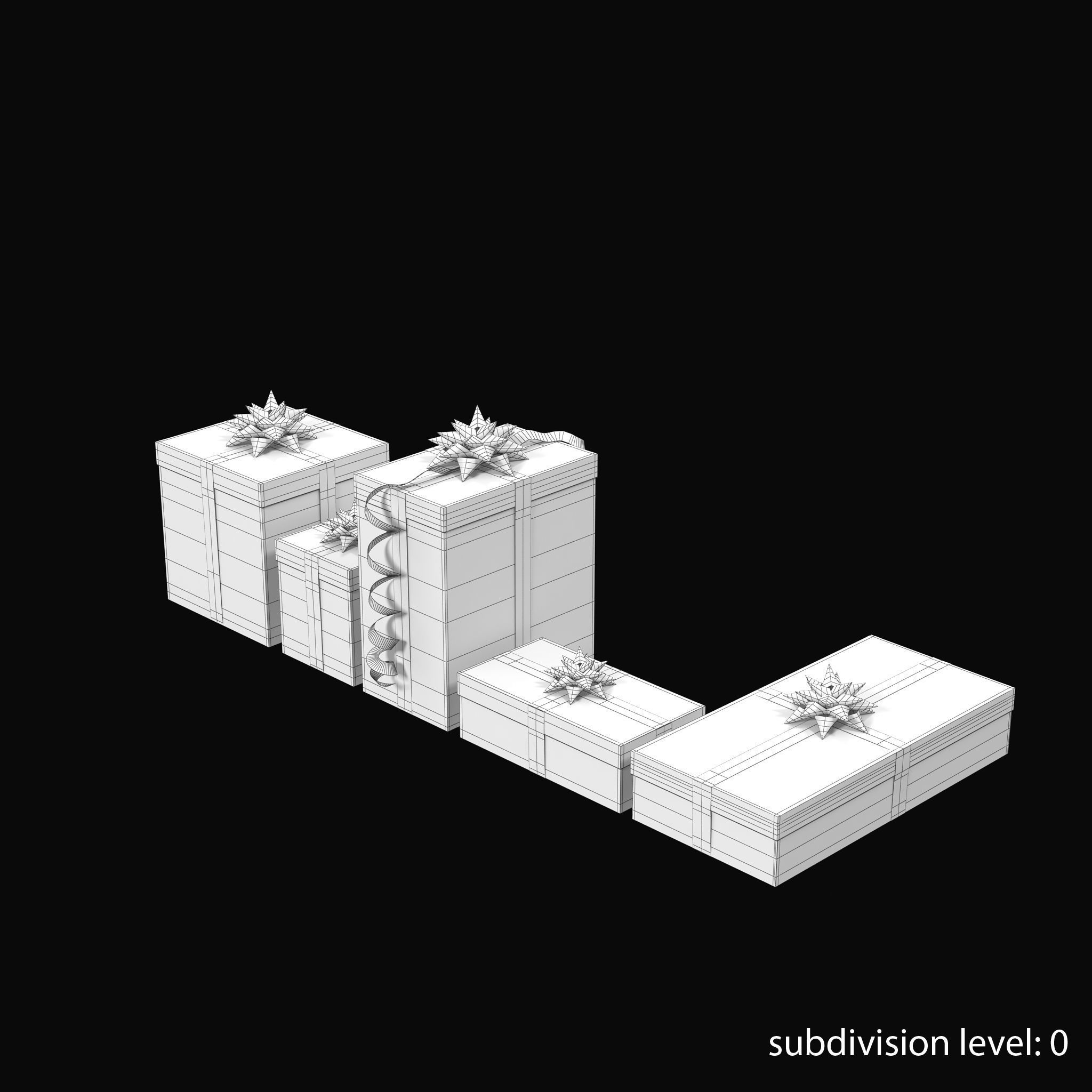 Gift Boxes Red Low-poly 3D model_10