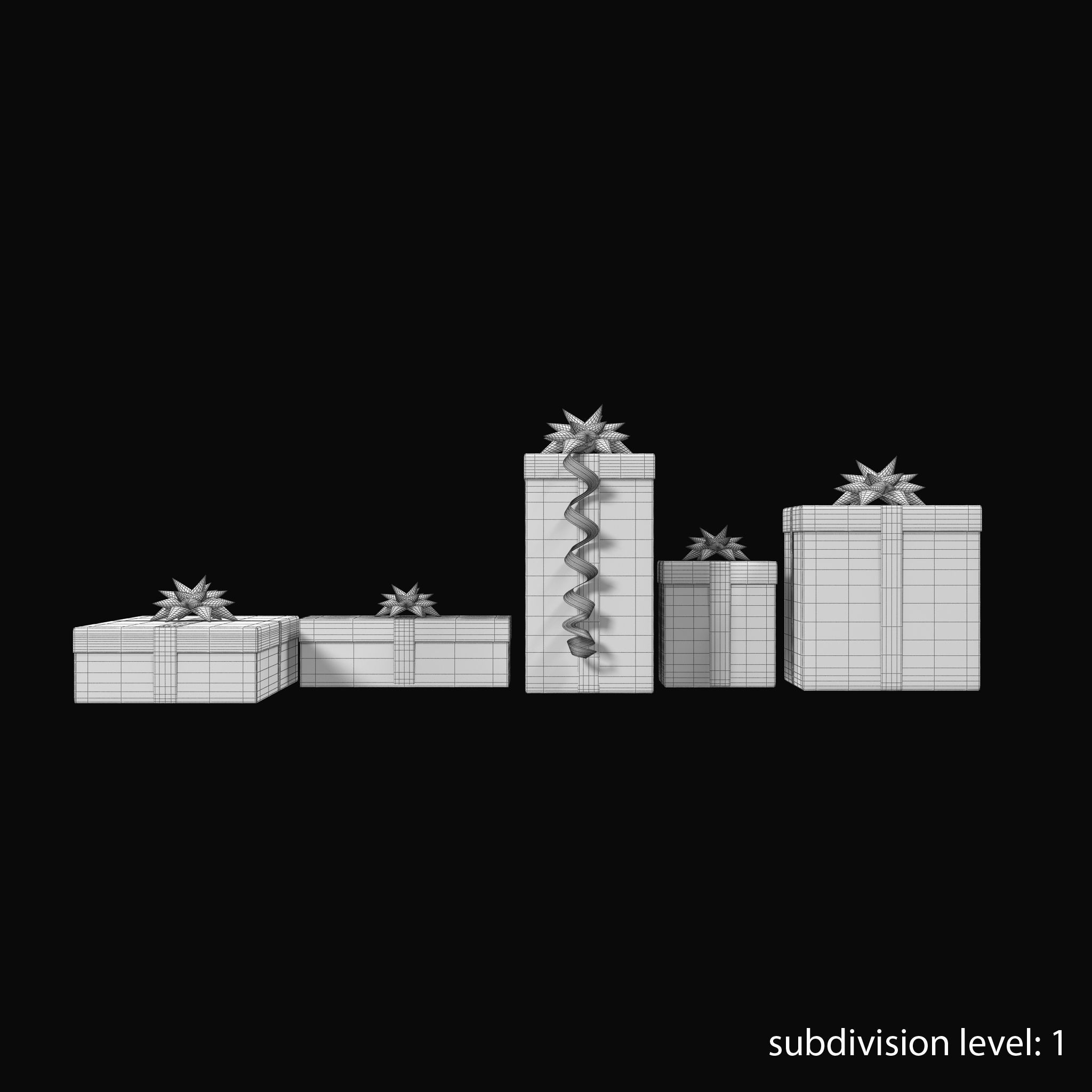 Gift Boxes Red Low-poly 3D model_19