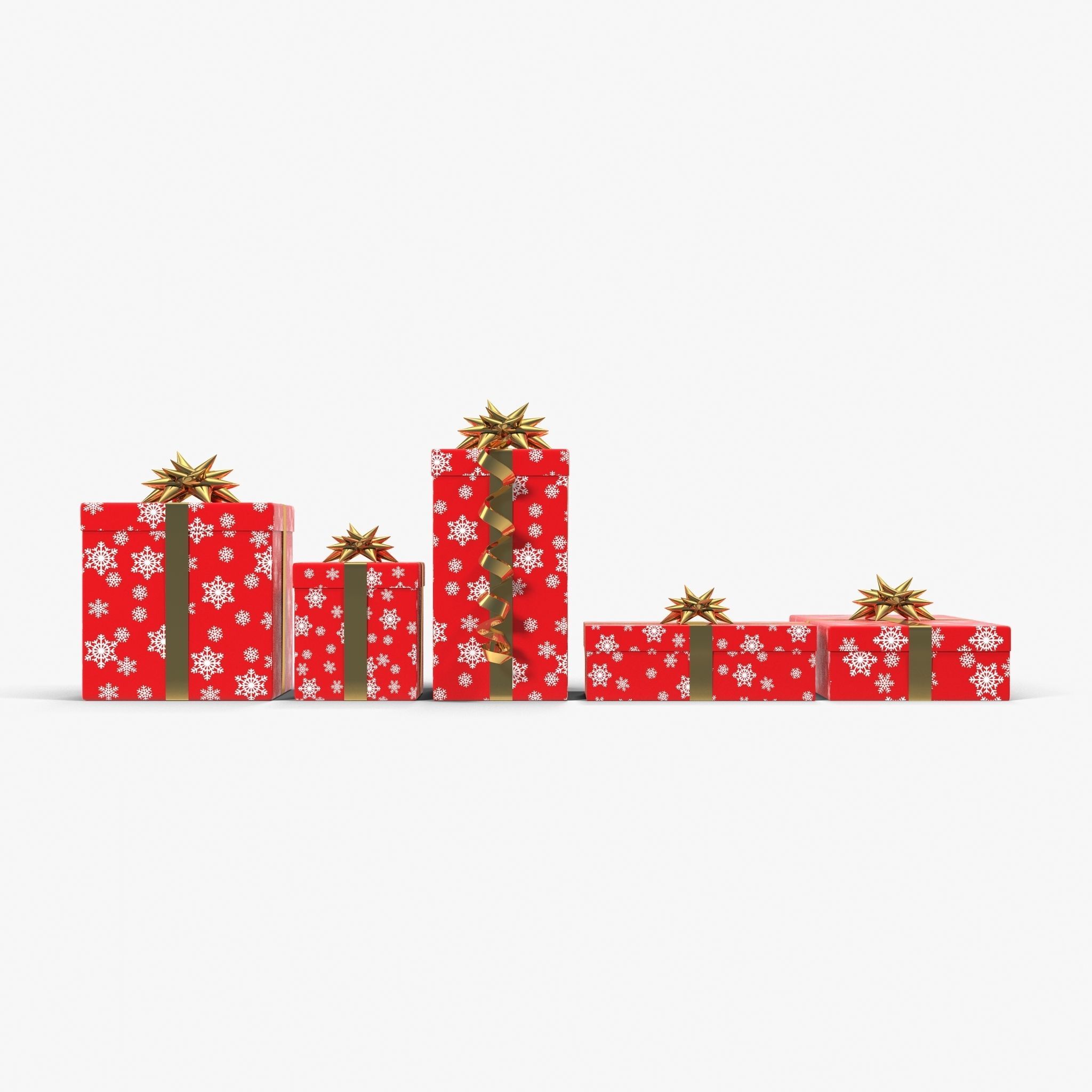 Gift Boxes Red Low-poly 3D model_3