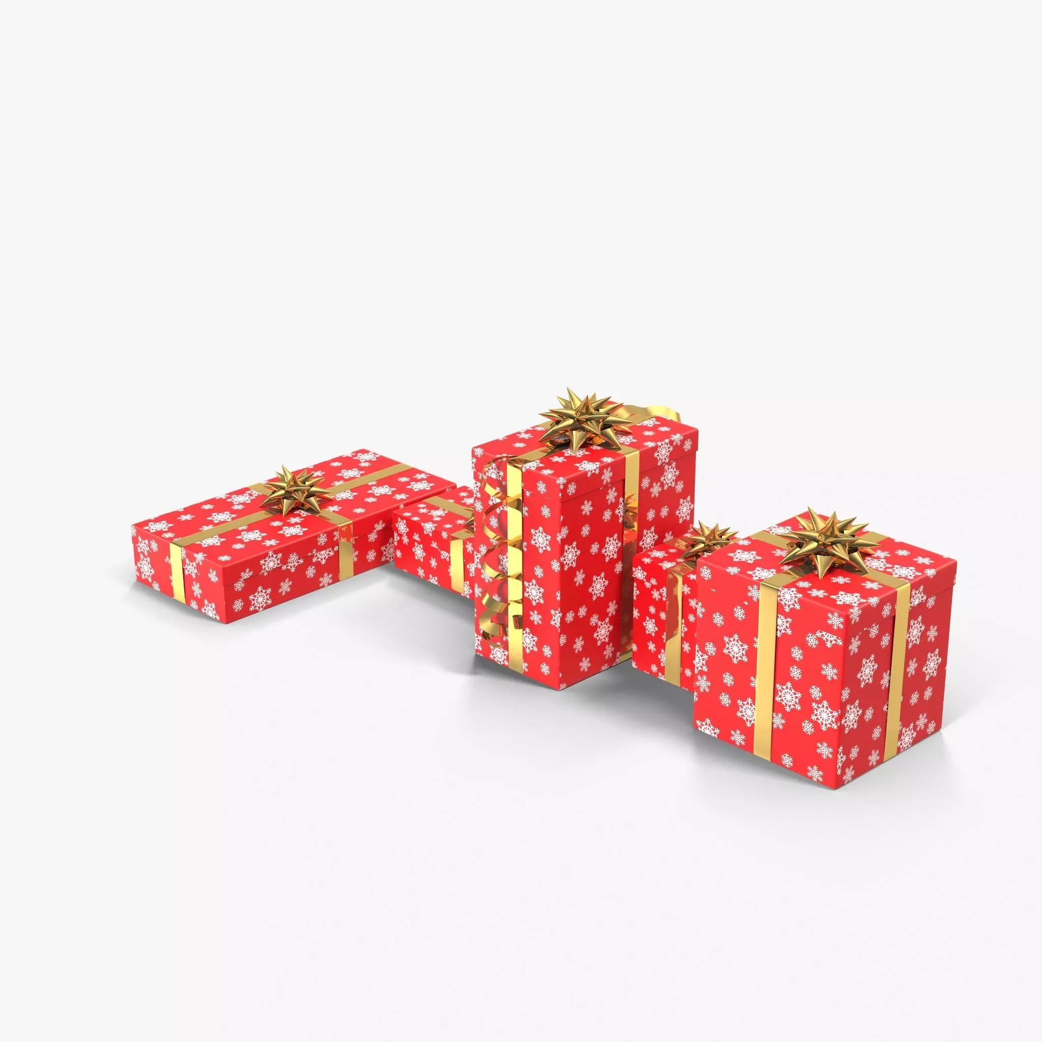 Gift Boxes Red Low-poly 3D model_0