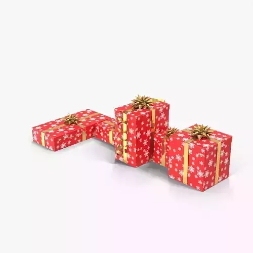 Gift Boxes Red Low-poly 3D model
