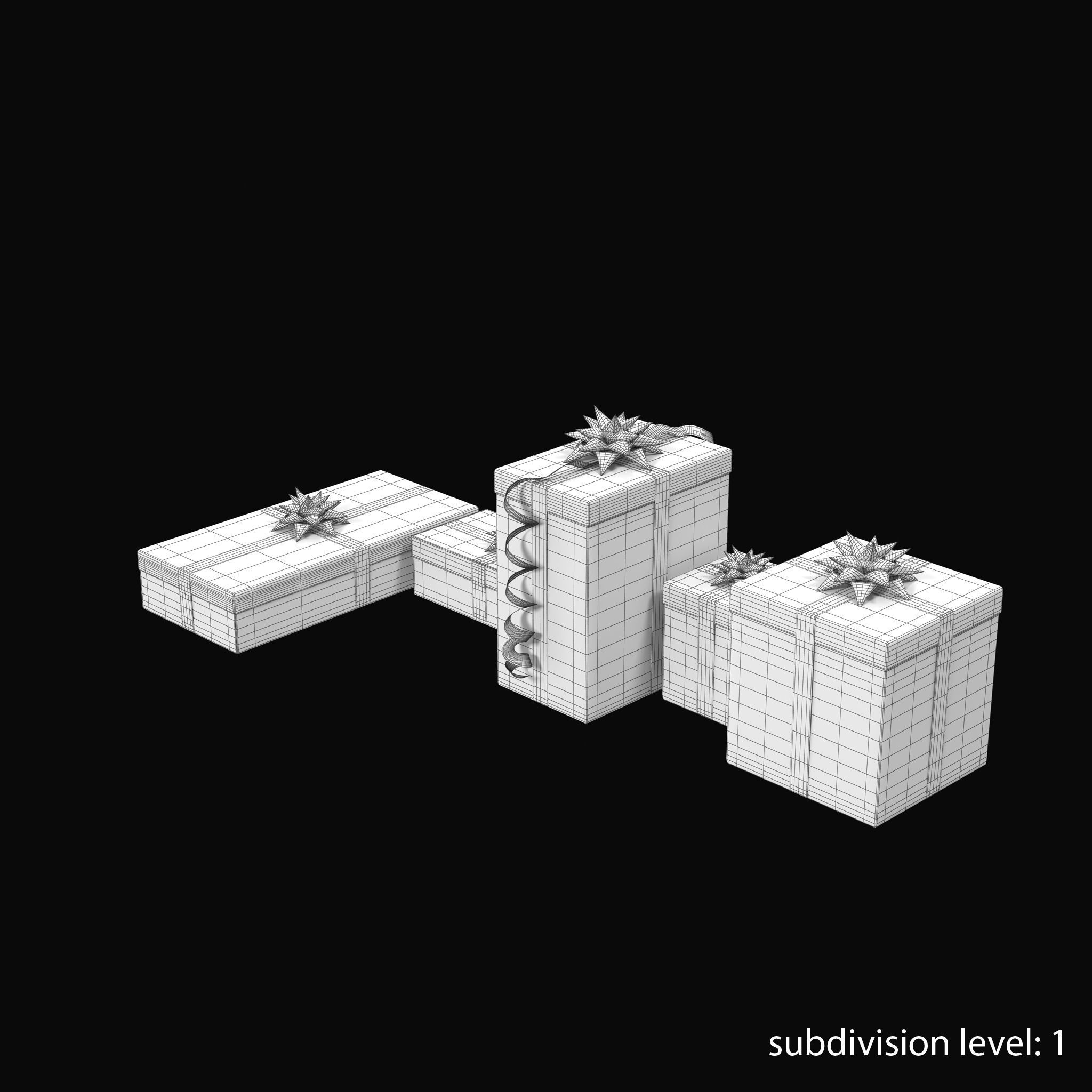 Gift Boxes Red Low-poly 3D model_13